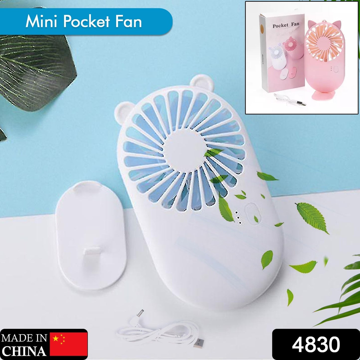 Handheld Mini Fan - USB Personal Fan with Bracket, Pocket-Sized Desktop Fan (Battery Not Included) - Springkart 