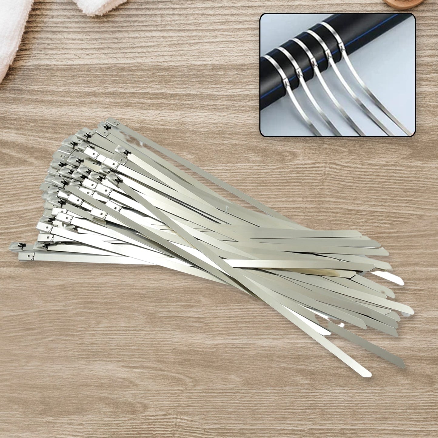 Stainless Steel Cable TIE Used for Solar, Industrial and Home Improvement Multipurpose HIGH Strength, Self-Locking Zip Ties, Multi-purpose Tie, Portable Rustproof 100Pcs Wide Application Zip Tie Set for Building (4.6x100MM / 100 pcs Set) - Springkart 