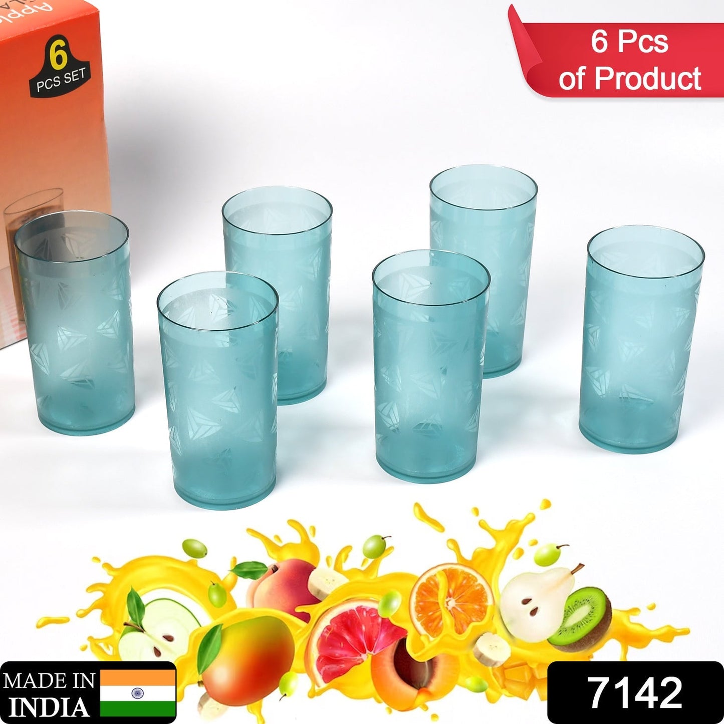 Transparent plastic juice glasses