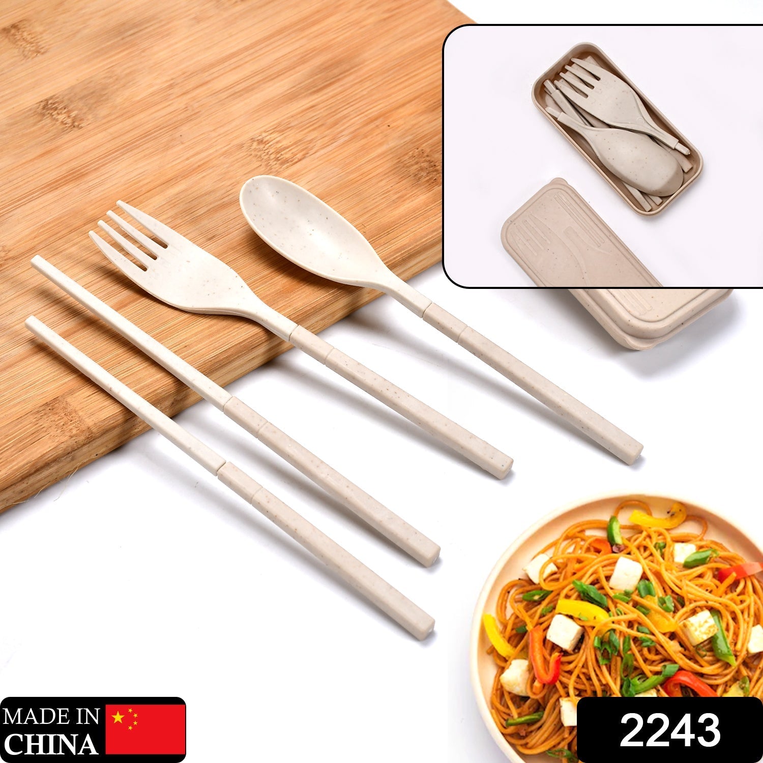 Spoon Fork Chopsticks Set Dinnerware 3PCS / Set Lunch Tableware Detachable Cutlery Portable Travel Kitchen Accessories - Springkart 