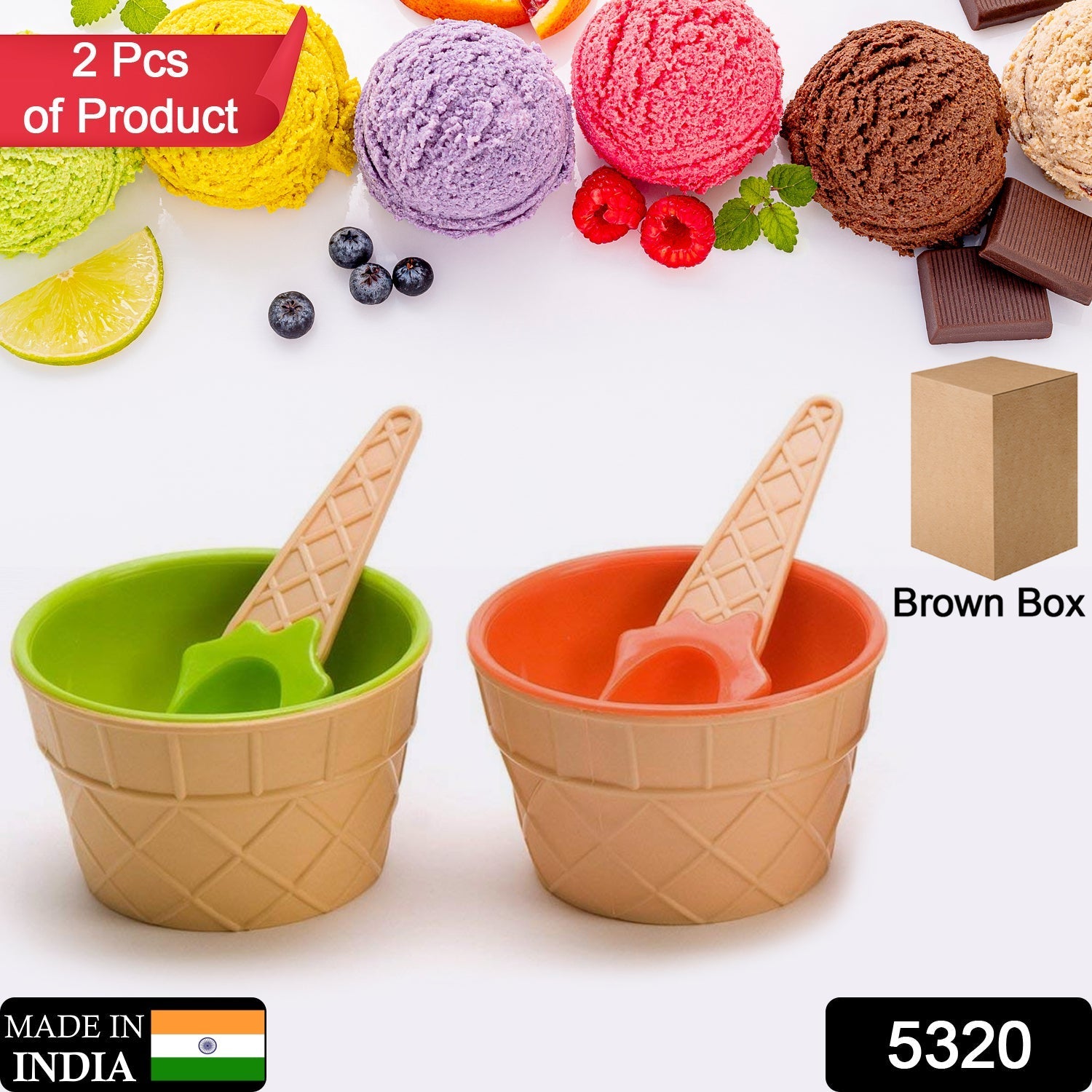 Ice Cream Waffle Bowl Set with Spoon – 2 Units - Springkart 