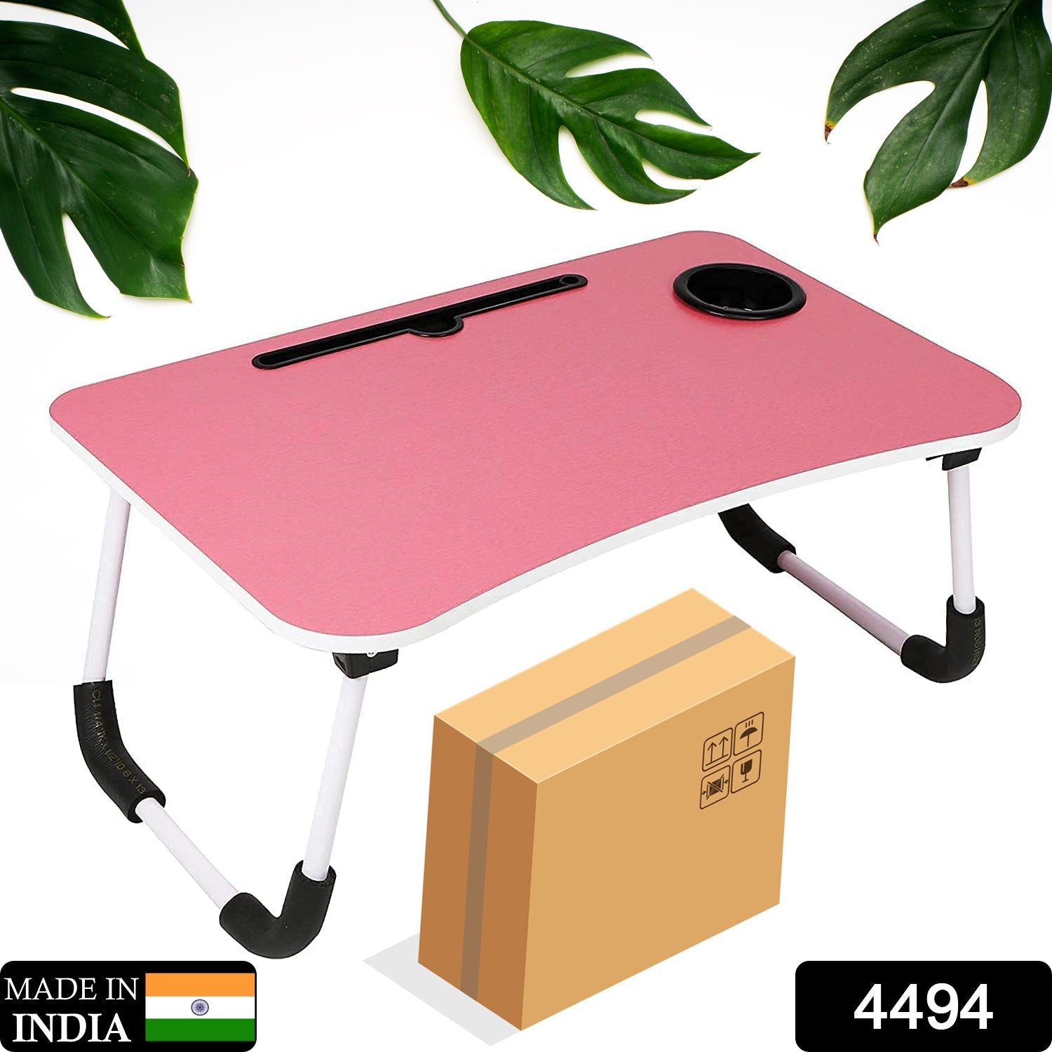 Multi-Purpose Laptop Desk for Study and Reading with Foldable Non-Slip Legs Reading Table Tray , Laptop Table ,Laptop Stands, Laptop Desk, Foldable Study Laptop Table ( PINK ) - Springkart 