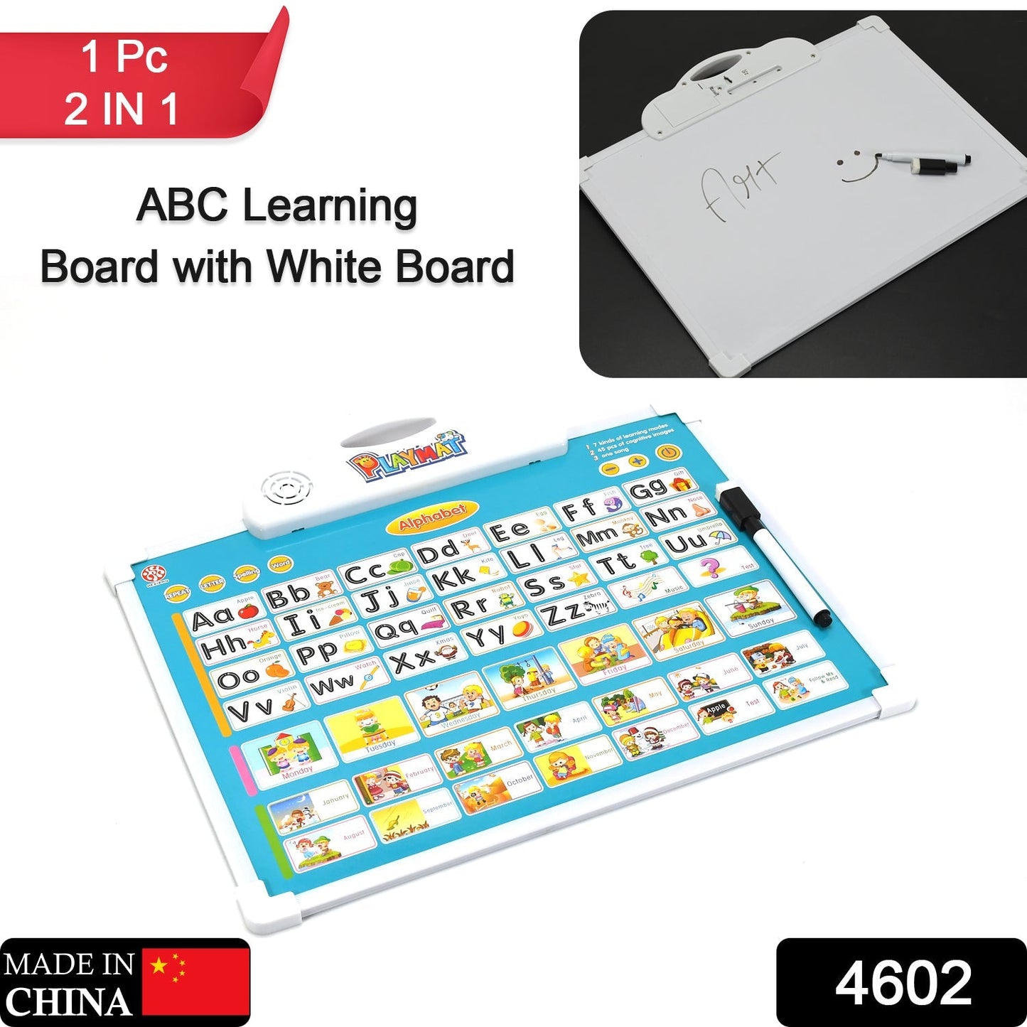 Learning Board 2in1 - Educational PAD for Kids Musical Board for Alphabet ABC Learning Toy Play Mat & Drawing with One Doodle Pen - Springkart 