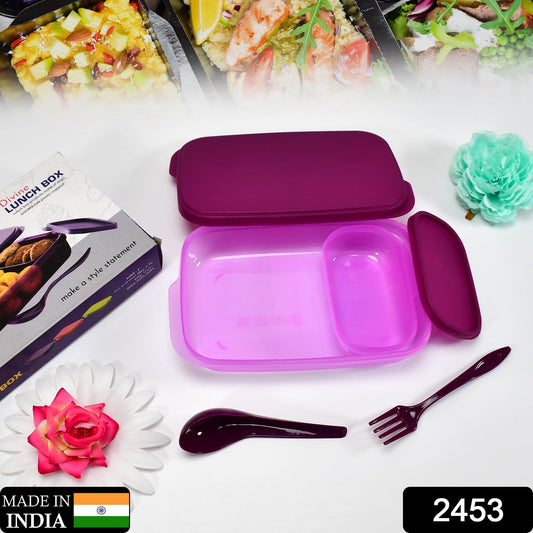 Unbreakable Divine Leak Proof Plastic Lunch Box Food Grade Plastic BPA-Free 2 Containers with Spoon - Springkart
