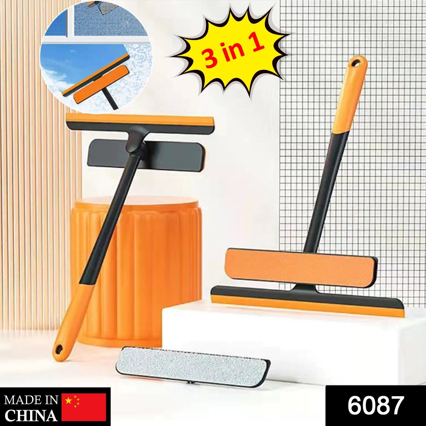 3 in 1 Glass Wiper used in all kinds of household and official places for cleaning and wiping of floors, glasses and dust etc. - Springkart 