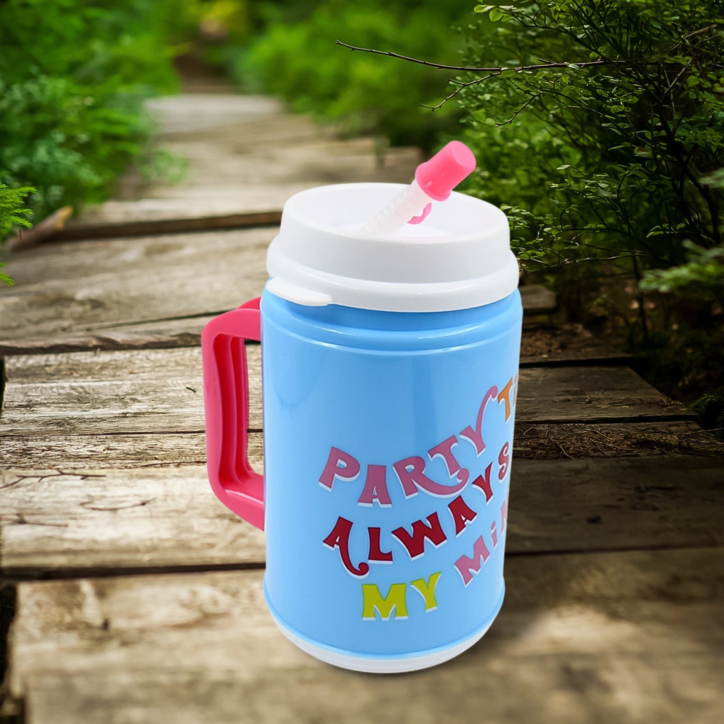 Insulated Mug with Lid Handle Flexible Straw with Cap (709 ML) - Springkart 