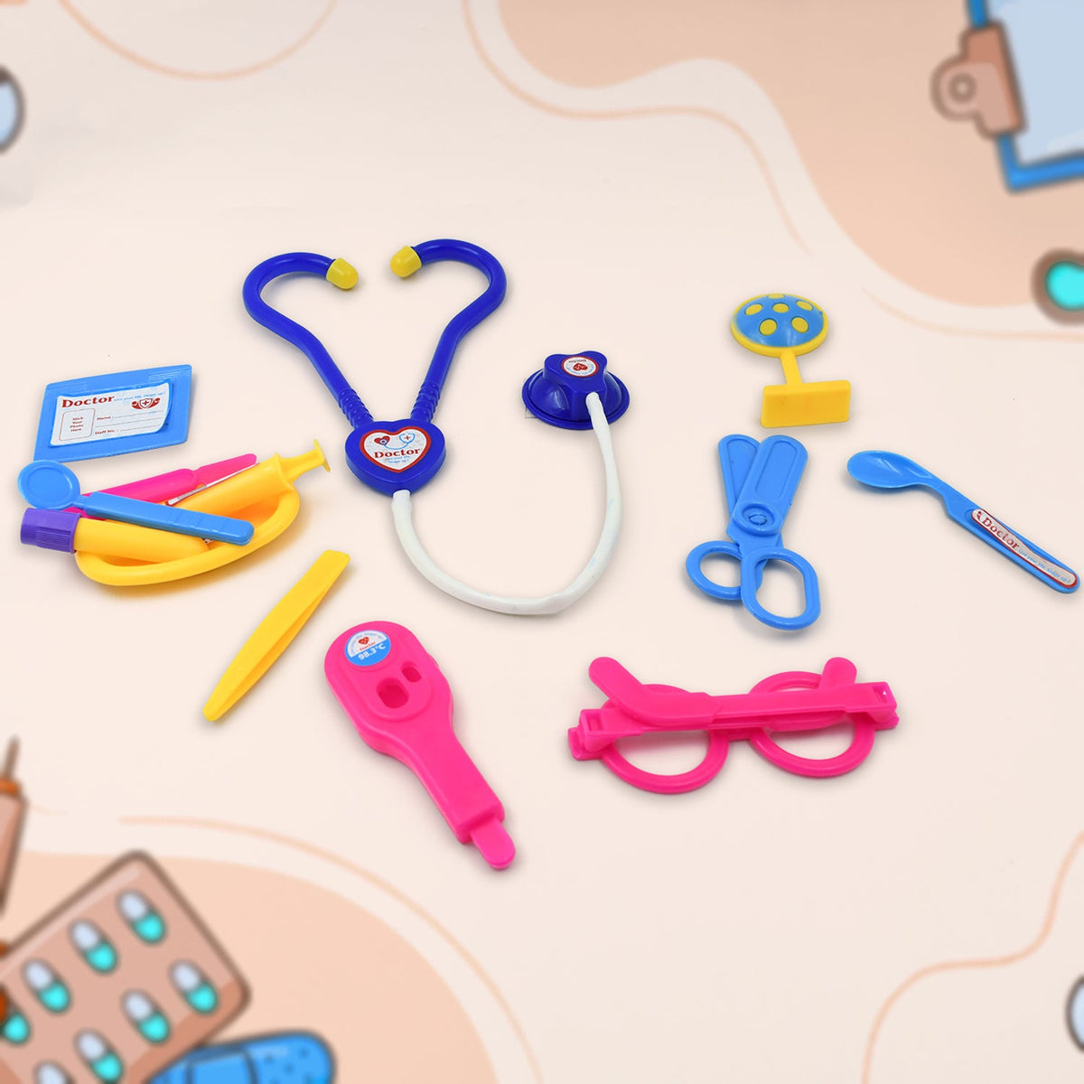 Kids Doctor Set Toy Game Kit (Multicolor / Approx 16 Pcs Set) - Springkart 