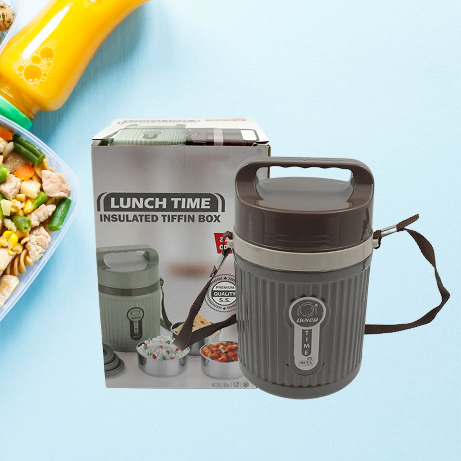 Stackable Insulated Tiffin with Handle (1 Pc): Leakproof, Hot Food Container - Springkart 