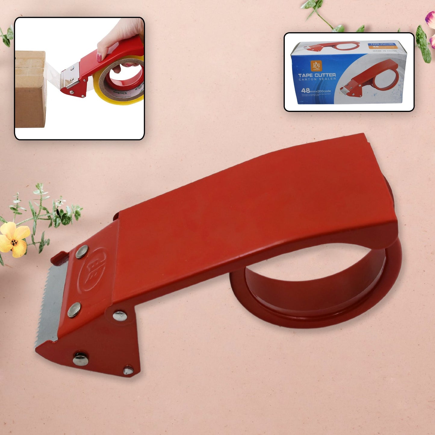 Metal Packing Tape Dispenser Cutter for Home Office use, Tape Dispenser for Stationary, Tape Cutter Packaging Tape - Springkart 