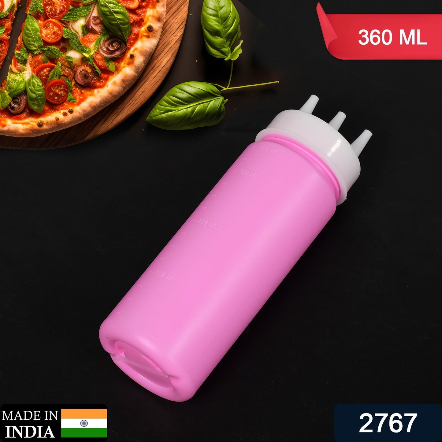 Ketchup Bottles With 3 Nozzle For Sauce, Mayonnaise, Chocolate Syrup Using Bottle Reusable Plastic Bottle ( 360ml ) - Springkart 