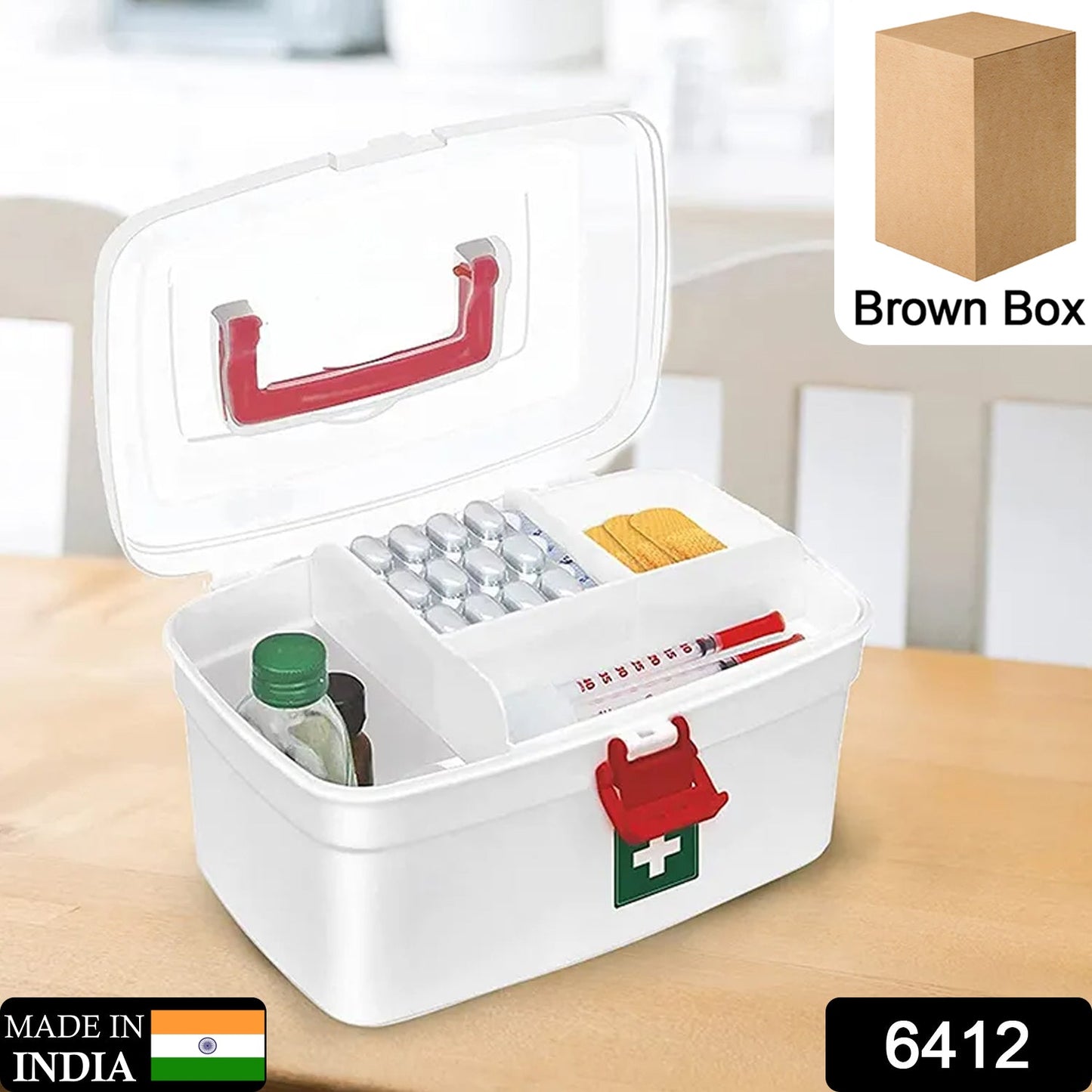 Medical Storage Box with Detachable Tray & Handle - Springkart 