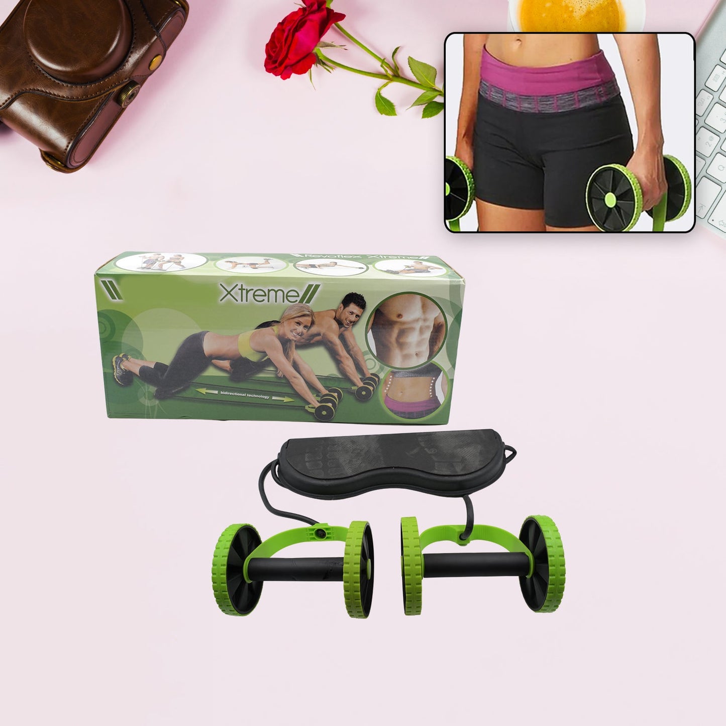 Professional Fitness Imported Ab Builder Ab Care Xtreme Fitness Resistance Exerciser Resistance Tube Ab Slimmer Rope Exerciser Body Building Home Gym Trainer for Both Men & Women (1 Pc) - Springkart 