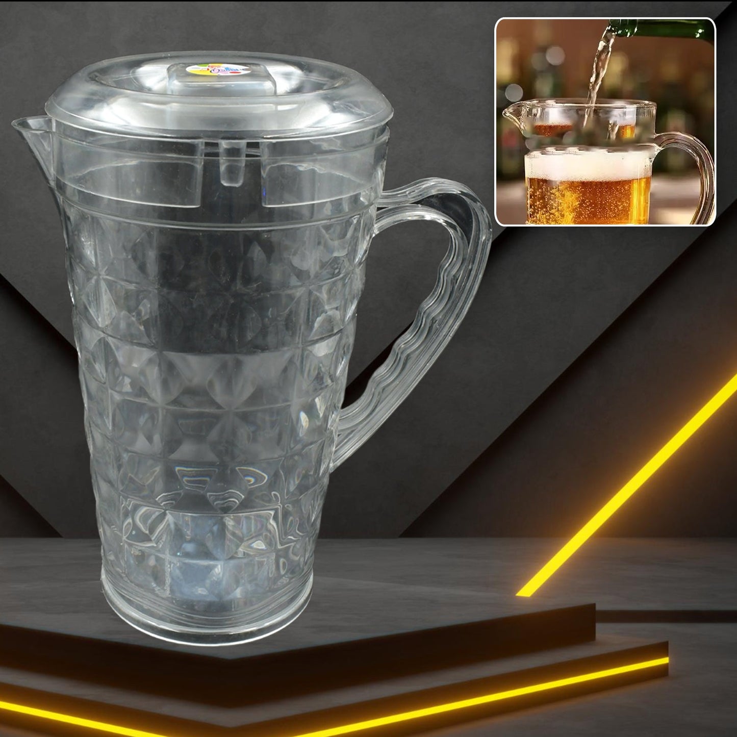 Mocktail Pet Jug Plastic Jug With lid, Drinking Beverage Jag, Transparent Tableware Reusable BPA Free, Plastic Water jug for Home use, Perfect for Home, Restaurants - Springkart 