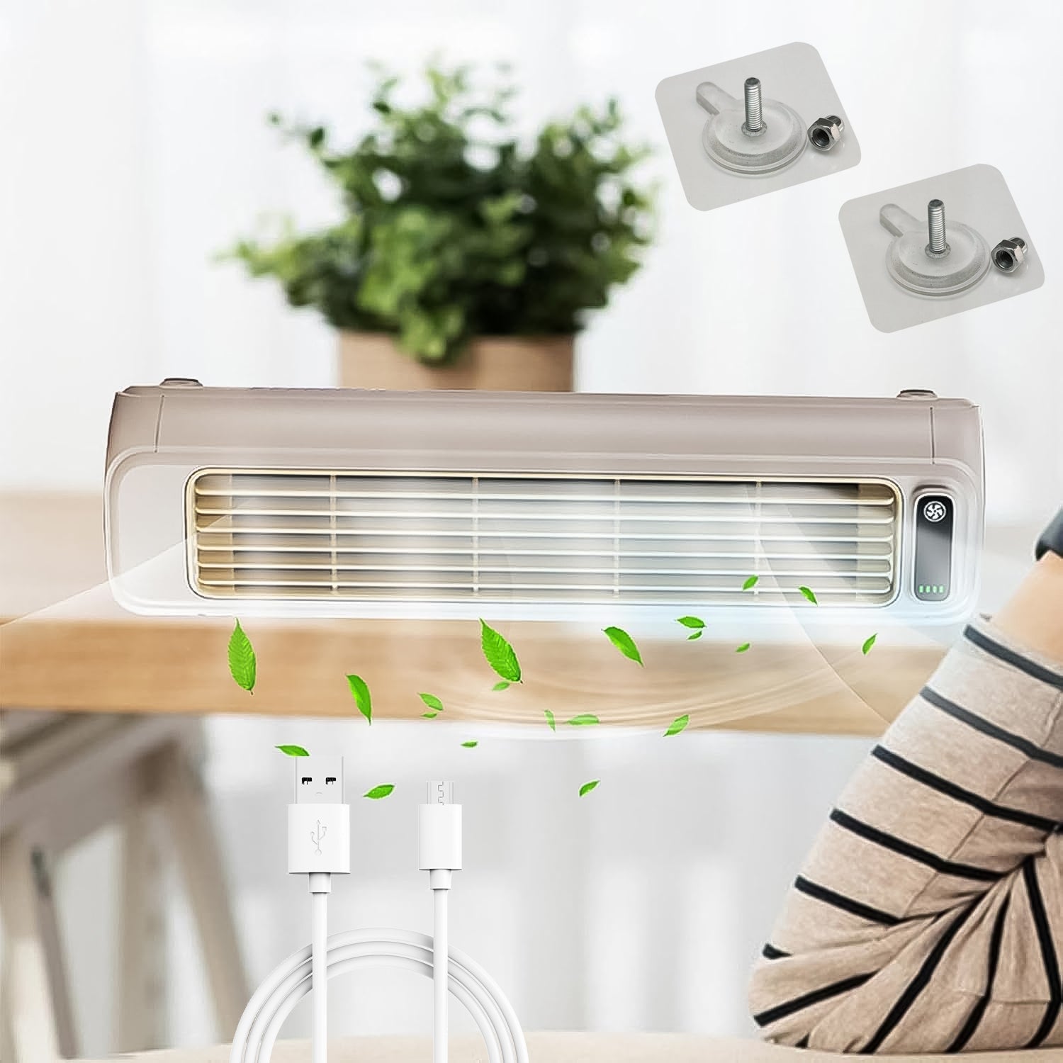 Portable Air Conditioning Cooling Fan (1 Pc / With 2 Pc Adhesive Hook) - Springkart 