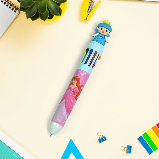 Kids 10-in-1 Color Pens Ballpoint Pen Set for Kids Cartoon Head Writing Pen for School Office Stationary Kit, Teddy Bear (1 Pc) - Springkart 