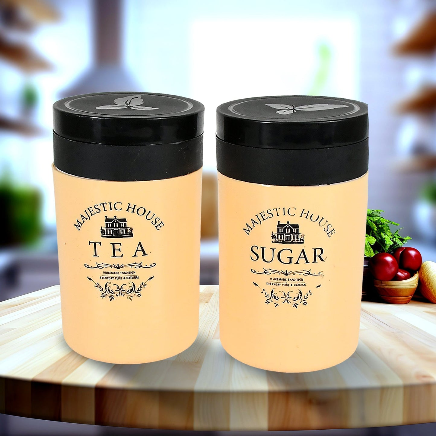 Accurate Seal Tea Sugar Coffee Container, Plastic Damru Shaped Tea, Coffee, Sugar Canisters Jar, New Airtight Food Seal Containers for Salt, Dry Fruit, Grocery 2 Section (800 ML Approx) - Springkart 
