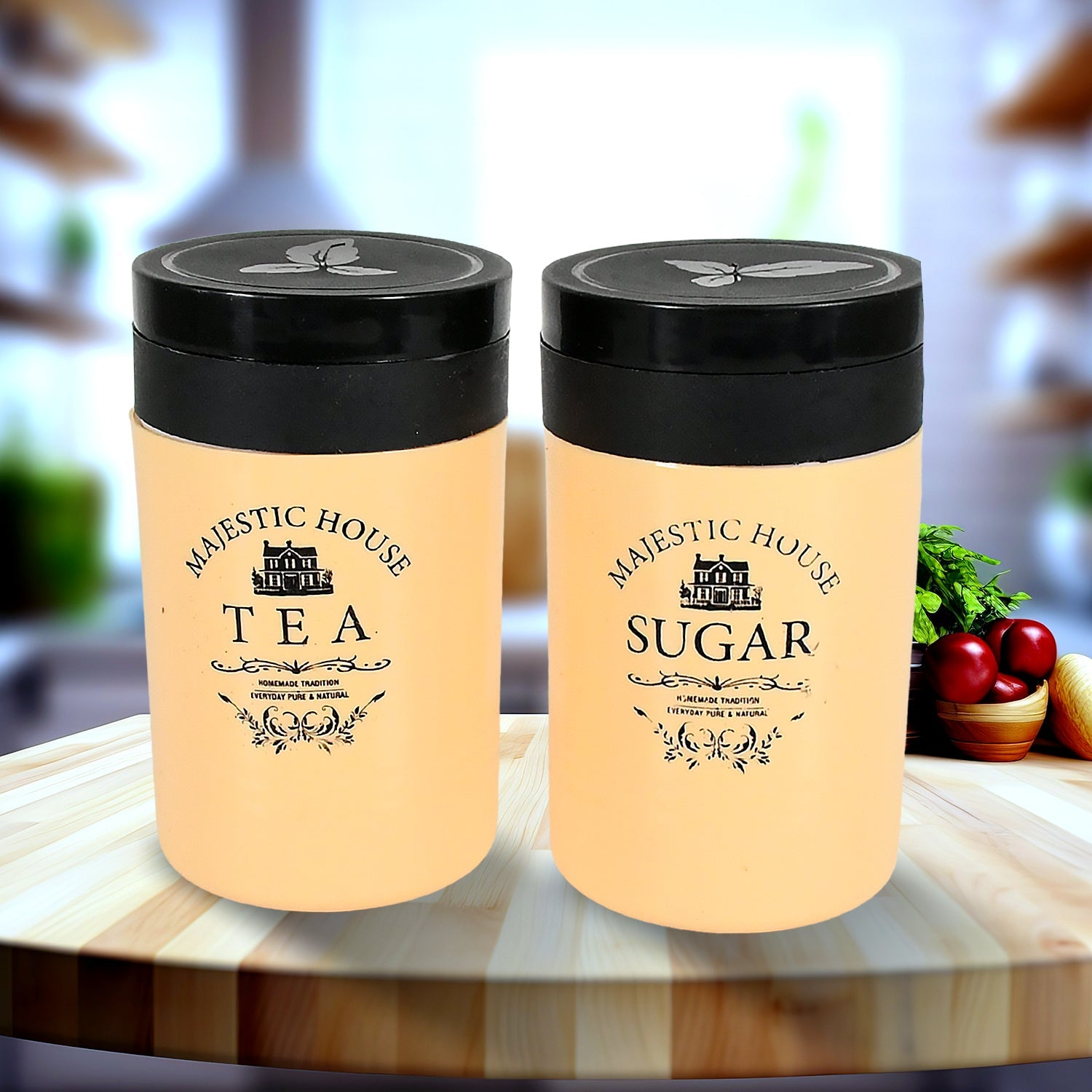 Accurate Seal Tea Sugar Coffee Container, Plastic Damru Shaped Tea, Coffee, Sugar Canisters Jar, New Airtight Food Seal Containers for Salt, Dry Fruit, Grocery 2 Section (800 ML Approx) - Springkart 