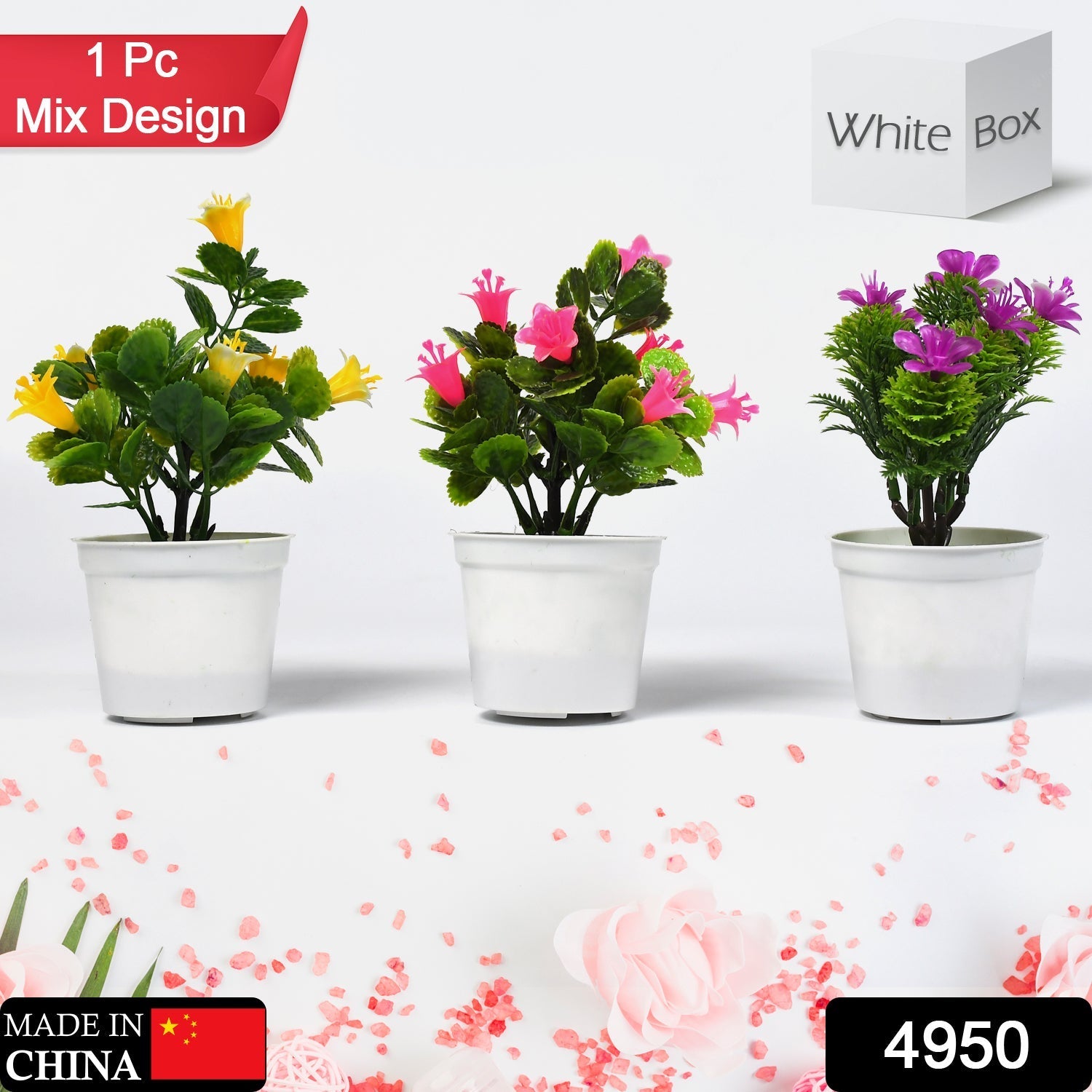 Flower Pot Artificial Decoration Plant | Natural Look & Plastic Material For Home , Hotels , Office & Multiuse Pot - Springkart 