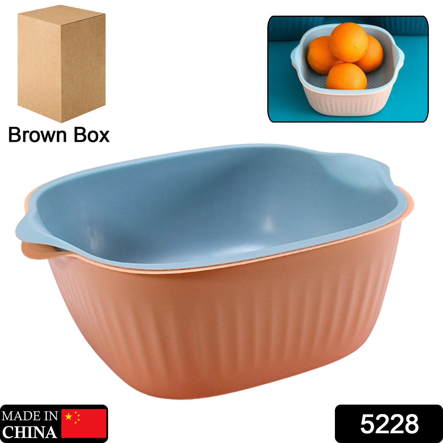 Kitchen Bowl Plastic Washing Bowl and Strainer Drainer Basket For Home & Kitchen Use - Springkart 