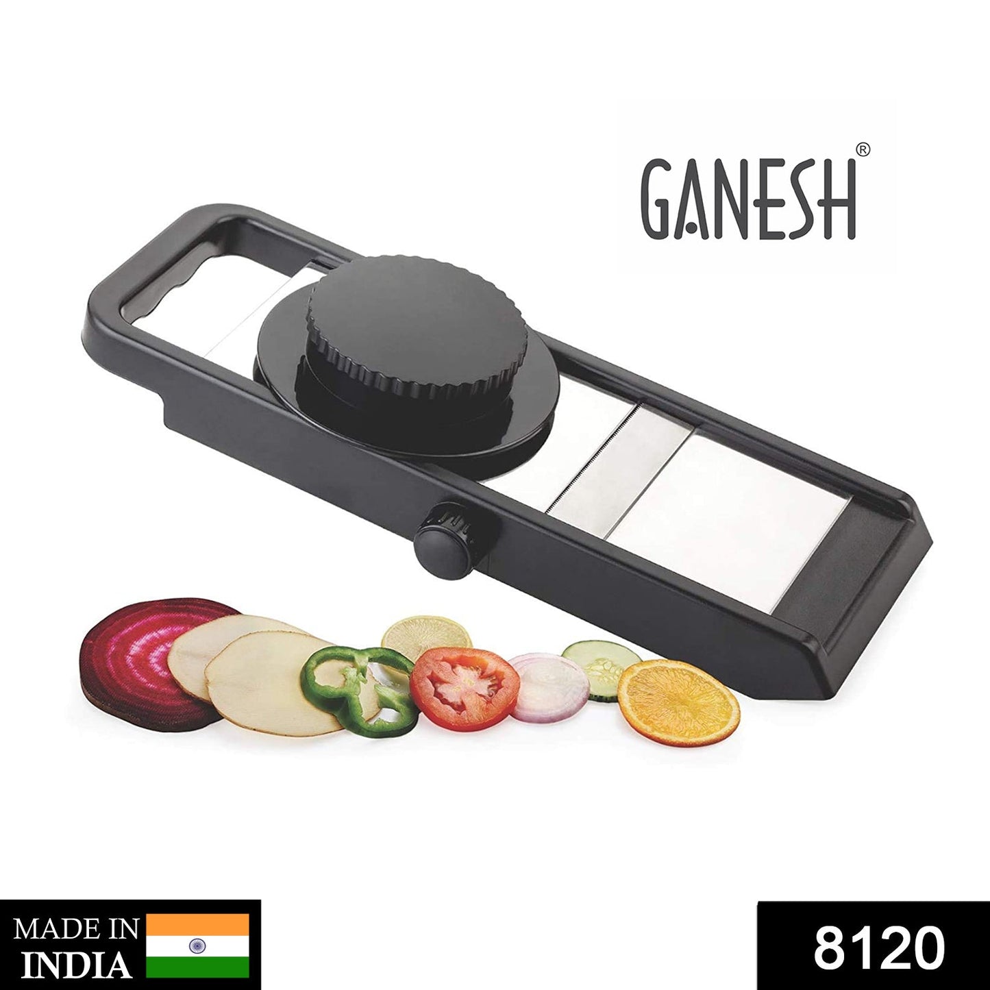 Ganesh Adjustable Plastic Slicer, 1-Piece, Black / Silver - Springkart 