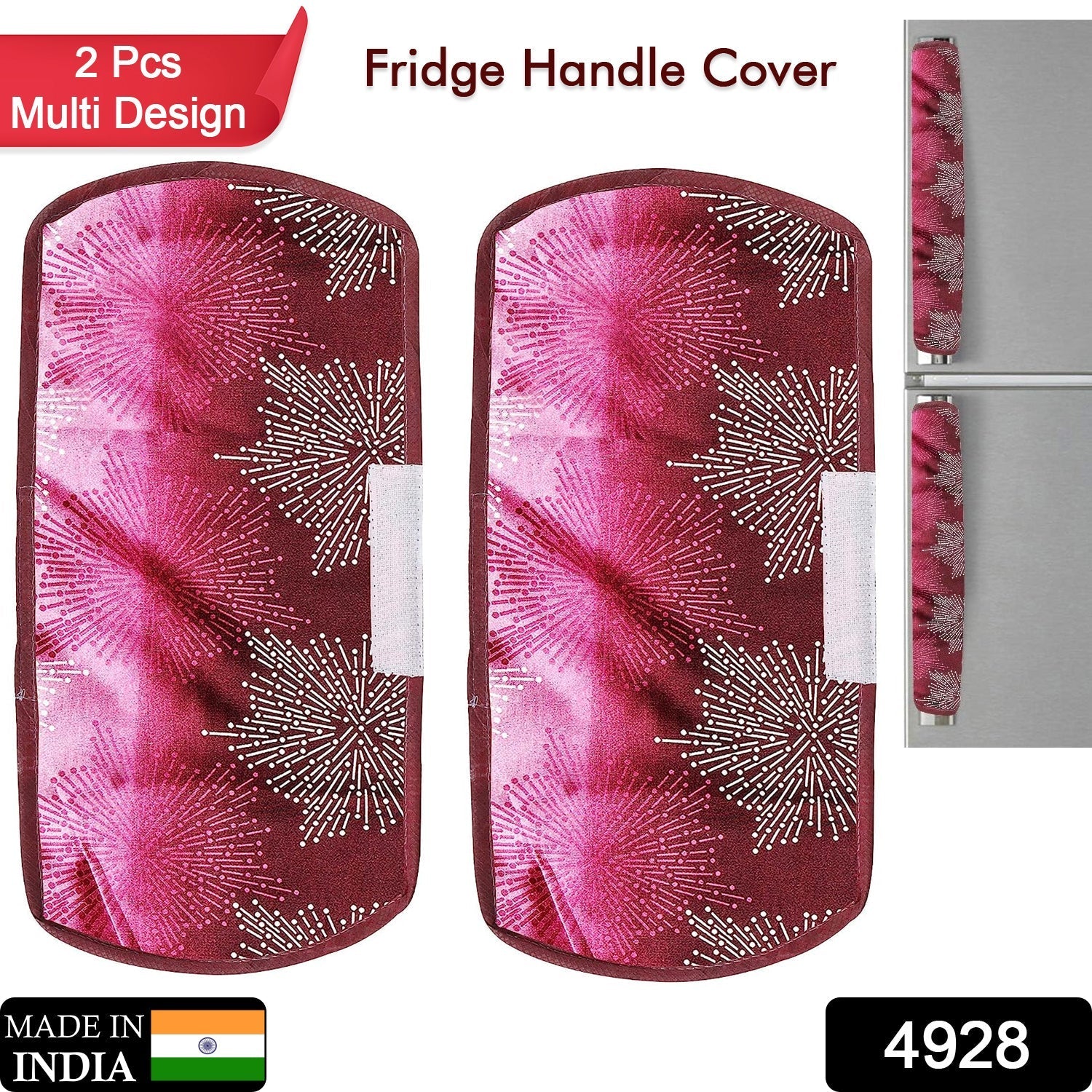 Fridge Cover Handle Cover Polyester High Material Cover For All Fridge Handle Use ( Set Of 2 Pcs ) Multi Design - Springkart 