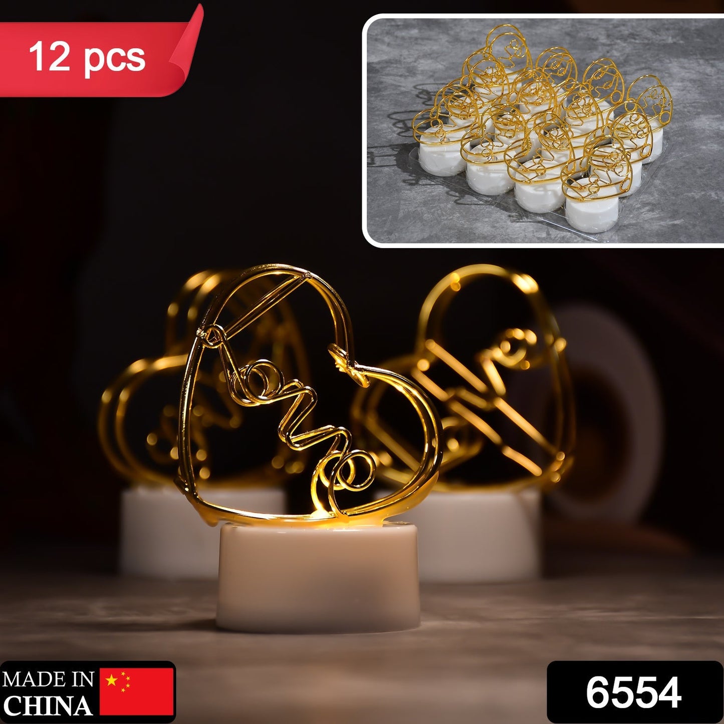 Multicolor Flameless heart Design Candles for Decoration (Set of 12pc) - Springkart 