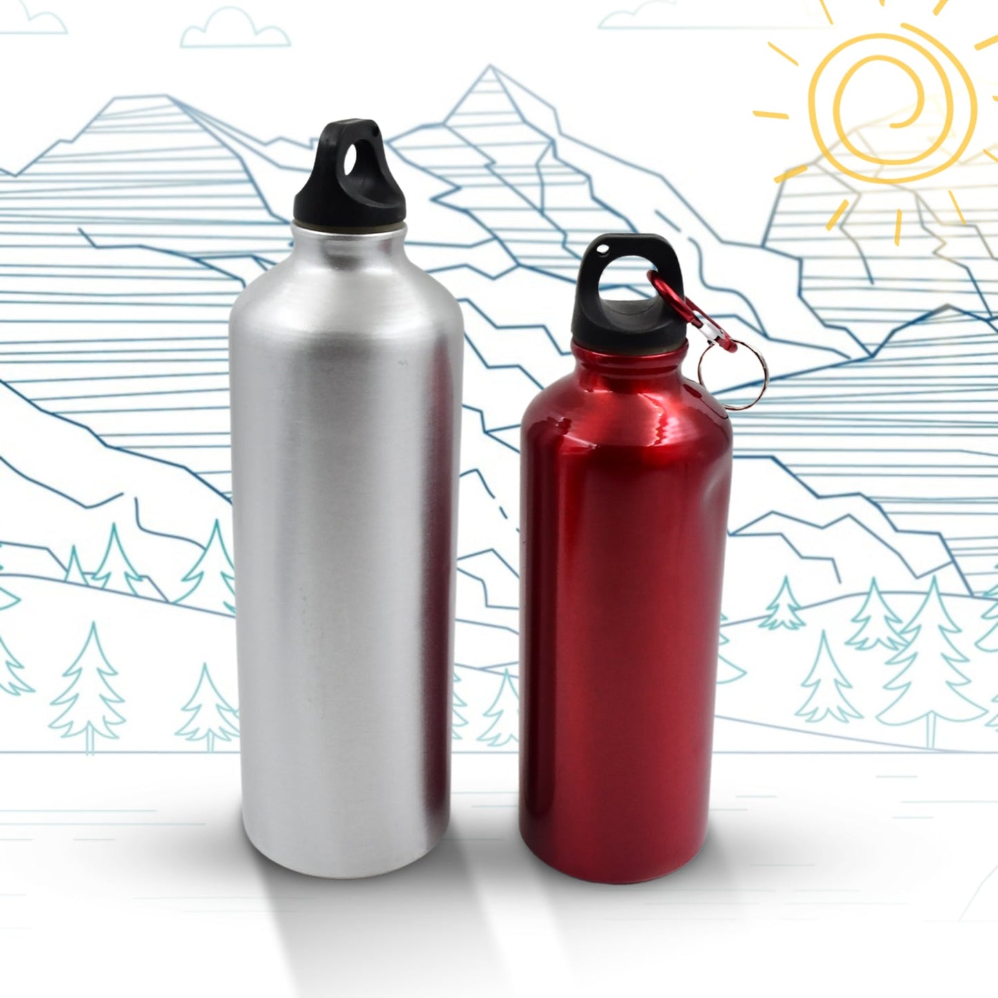 Aluminum Durable Sports Water Bottle (1 Pc / Mix Size & Color) - Springkart 