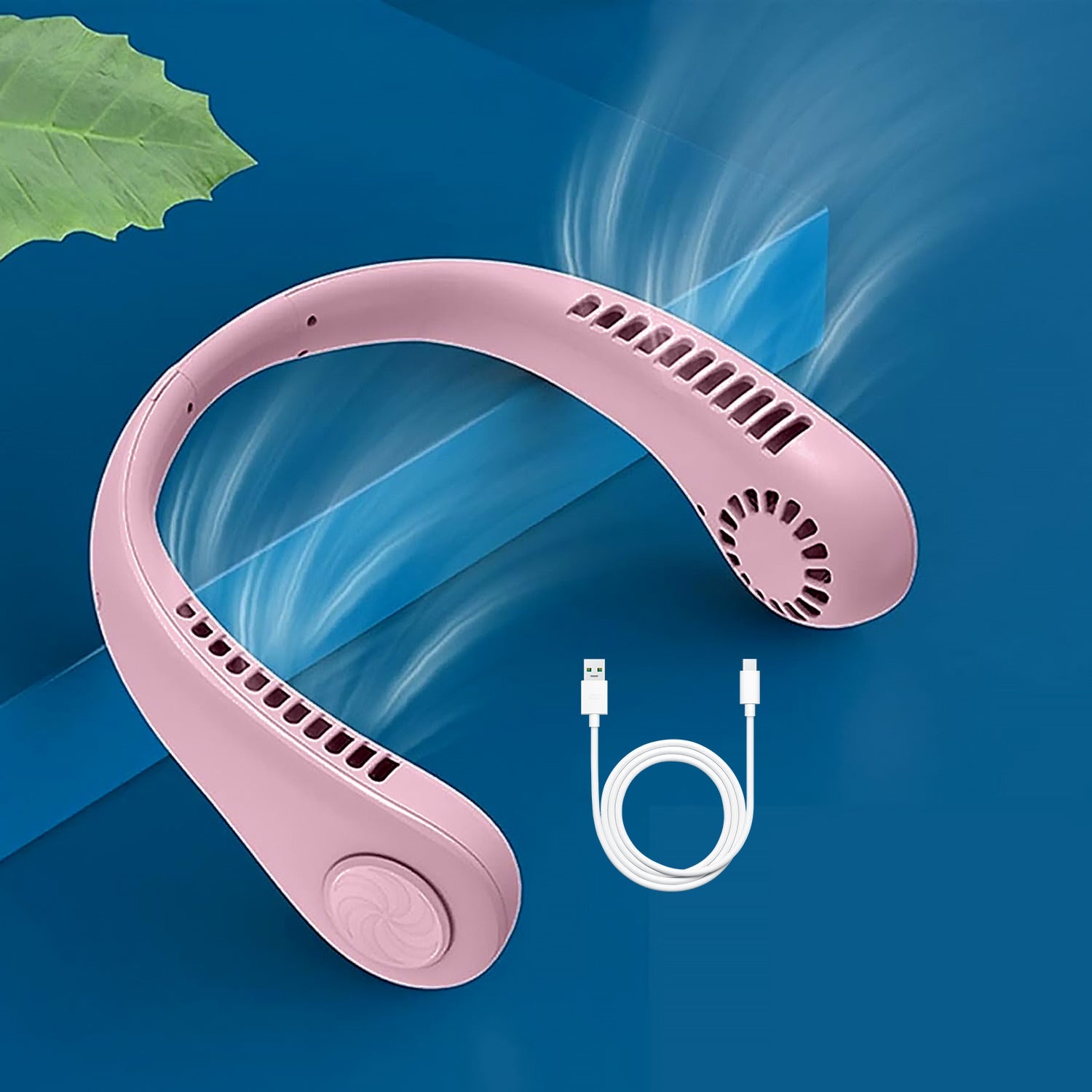 Portable Neck Fan: Holiday Hands Free Bladeless Neck Fan, 360° Cooling Hanging Fan, USB Rechargeable Personal Neck Fan, Wearable Neck Fan Suitable for Traveling - Springkart 