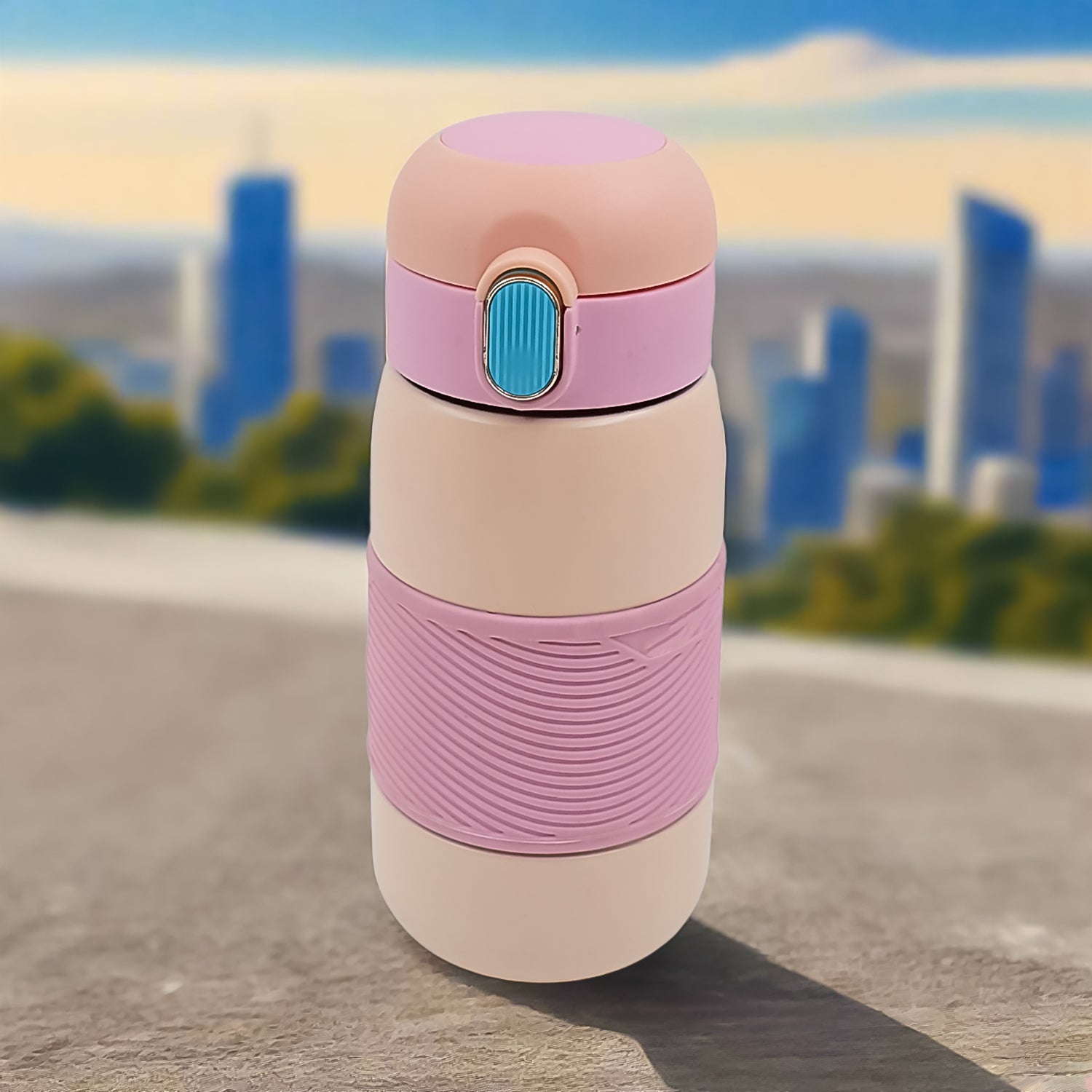 Insulated Stainless Steel Bottle With Rubber Grip (420 ML / Mix Design) - Springkart 