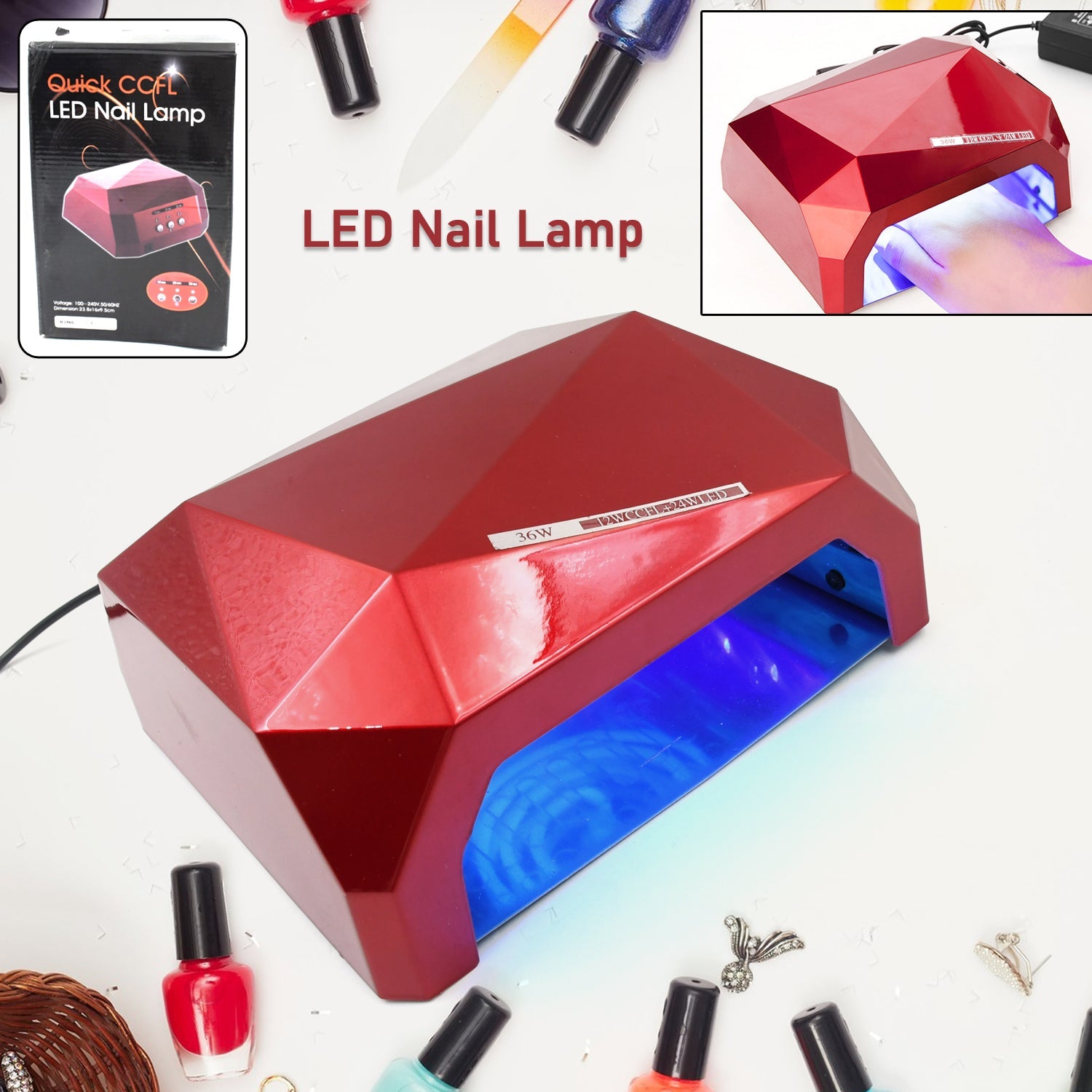 36W LED Nail Dryer, Curing Nail Polish UV Gel Diamond Shaped Nail Dryers (1 Pc) - Springkart 