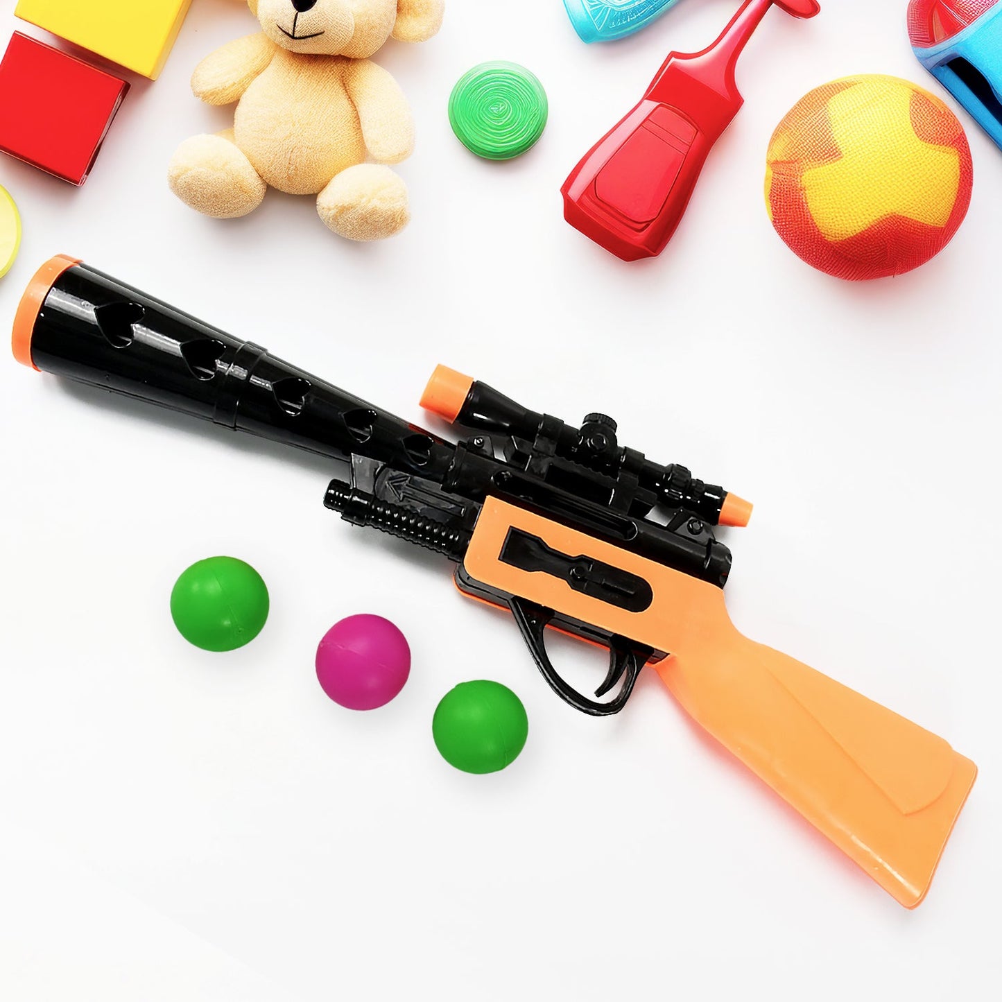 Manual Big Shooting 3 Ball Gun Toy shoot super ping pong gun for kids, Plastic Balls Shooting Gun Toys For Boys Kids High Quality Gun - Springkart 