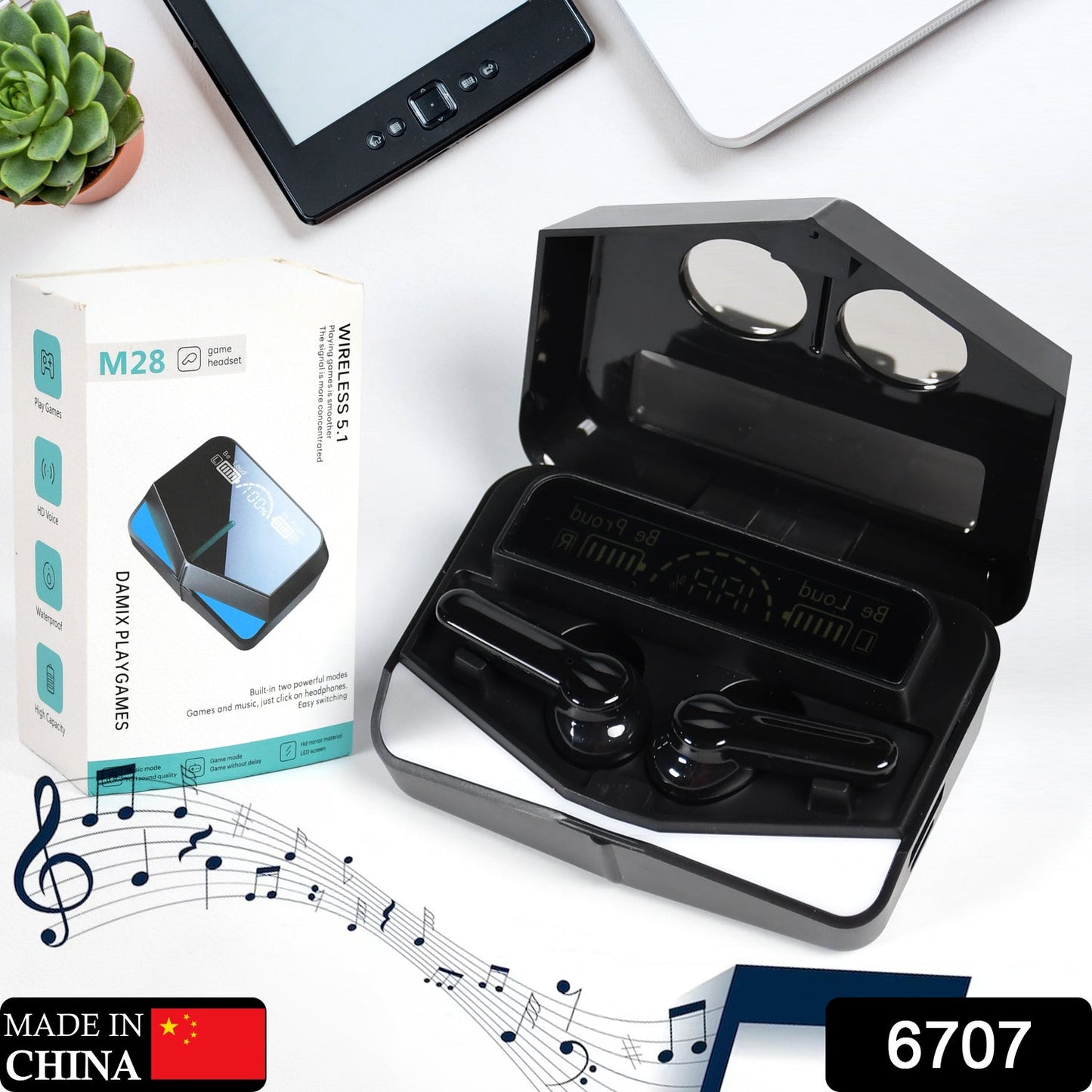 M28 Earbuds Max Bluetooth Gaming Headset With Lighting Ear buds 5.1 Earbuds Black - Springkart 