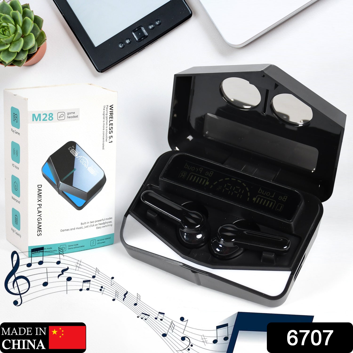 M28 Earbuds Max Bluetooth Gaming Headset With Lighting Ear buds 5.1 Earbuds Black - Springkart 