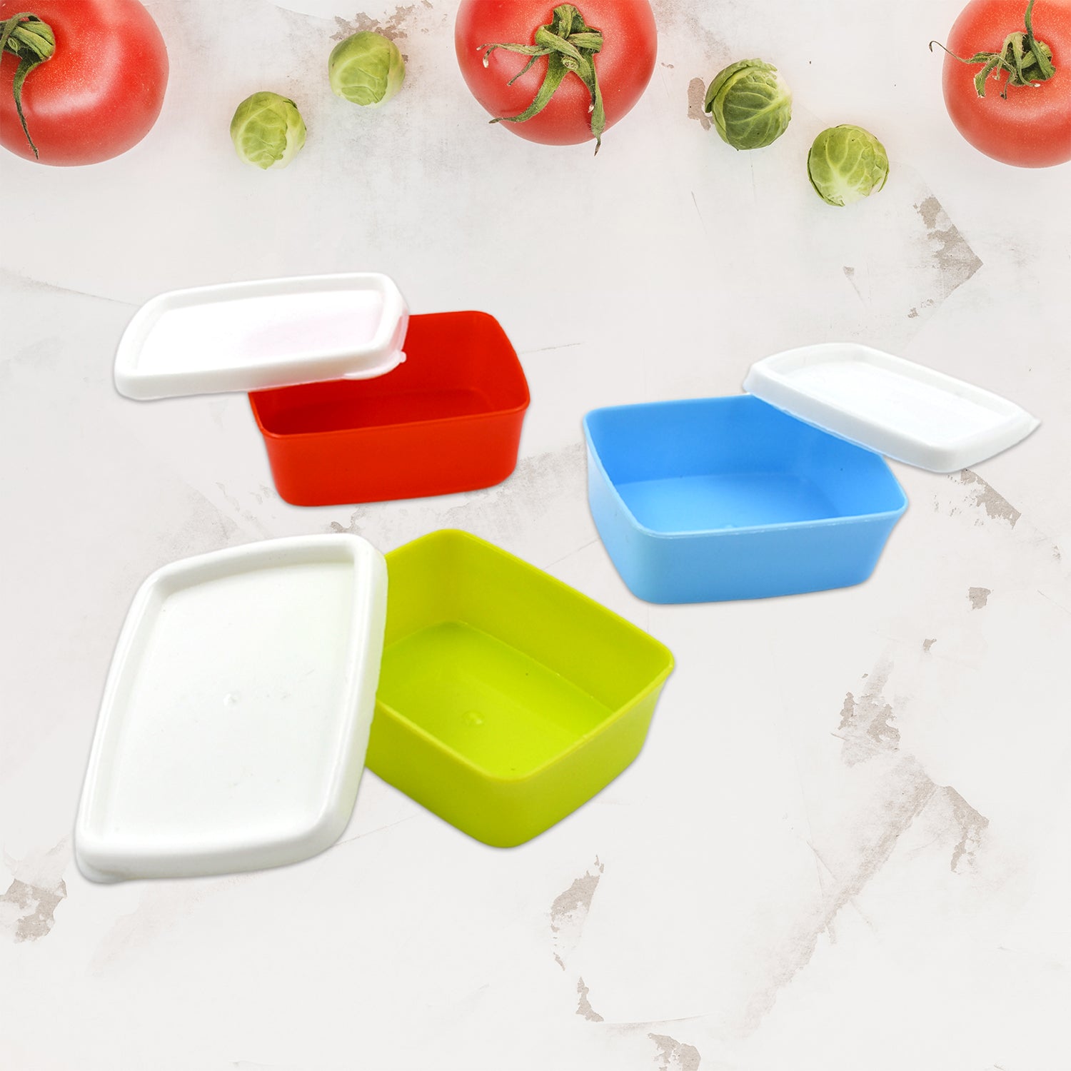 Plastic Airtight Containers Set, Small Plastic Container Set, Rectangular Plastic Food, Pickle, Fridge Containers Multicolor Kitchen Storage Container (3 Pcs Set) - Springkart 