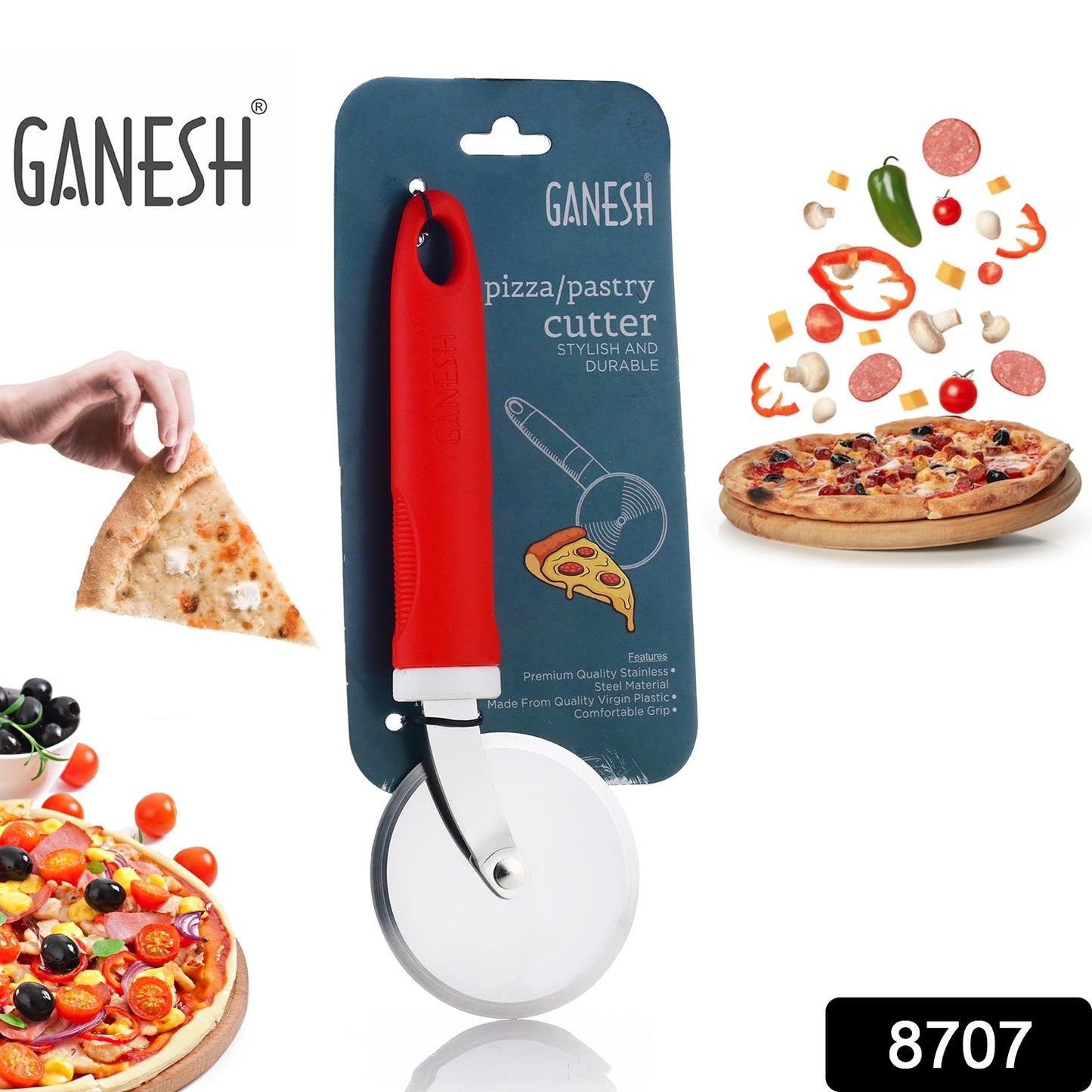 Ganesh GANESH PIZZA / PASTRY CUTTER Wheel Pizza Cutter (Stainless Steel) - Springkart 