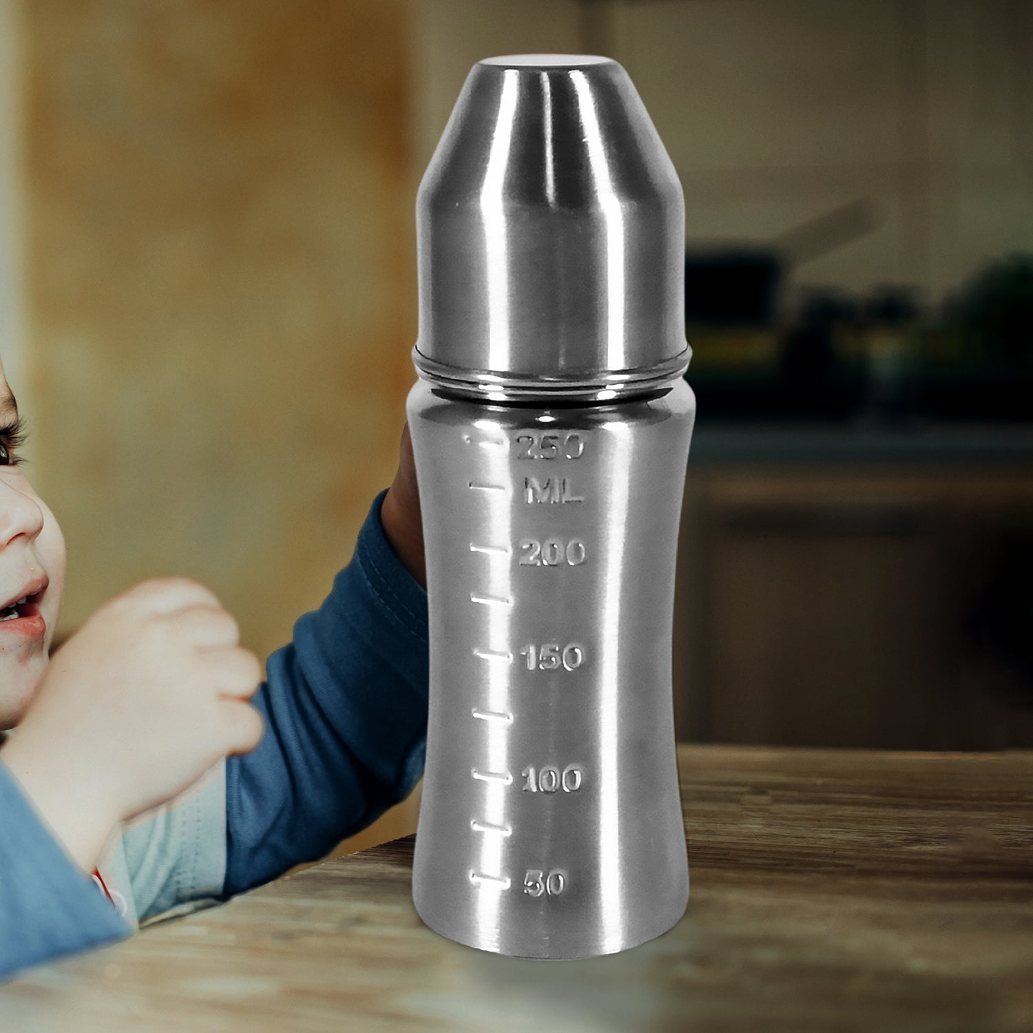 Ganesh Stainless Steel Baby Feeding Bottle, Milk Bottle for New Born / Infants / Toddler Up to 3 Years, BFA Free (250 ML Approx) - Springkart 