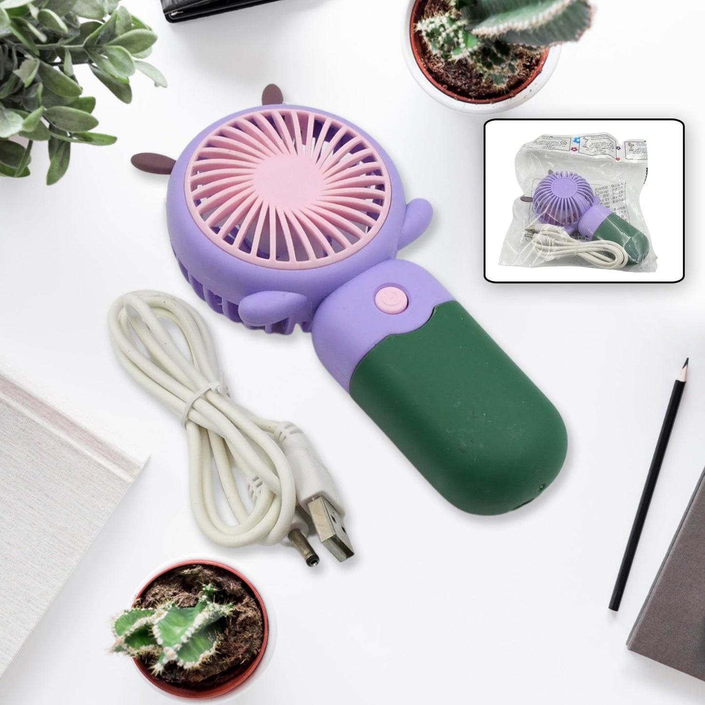 Mini USB Handheld Fan, Portable and lightweight Mini Fan for Home, Office, Travel and Outdoor Use (1 Pc) - Springkart 