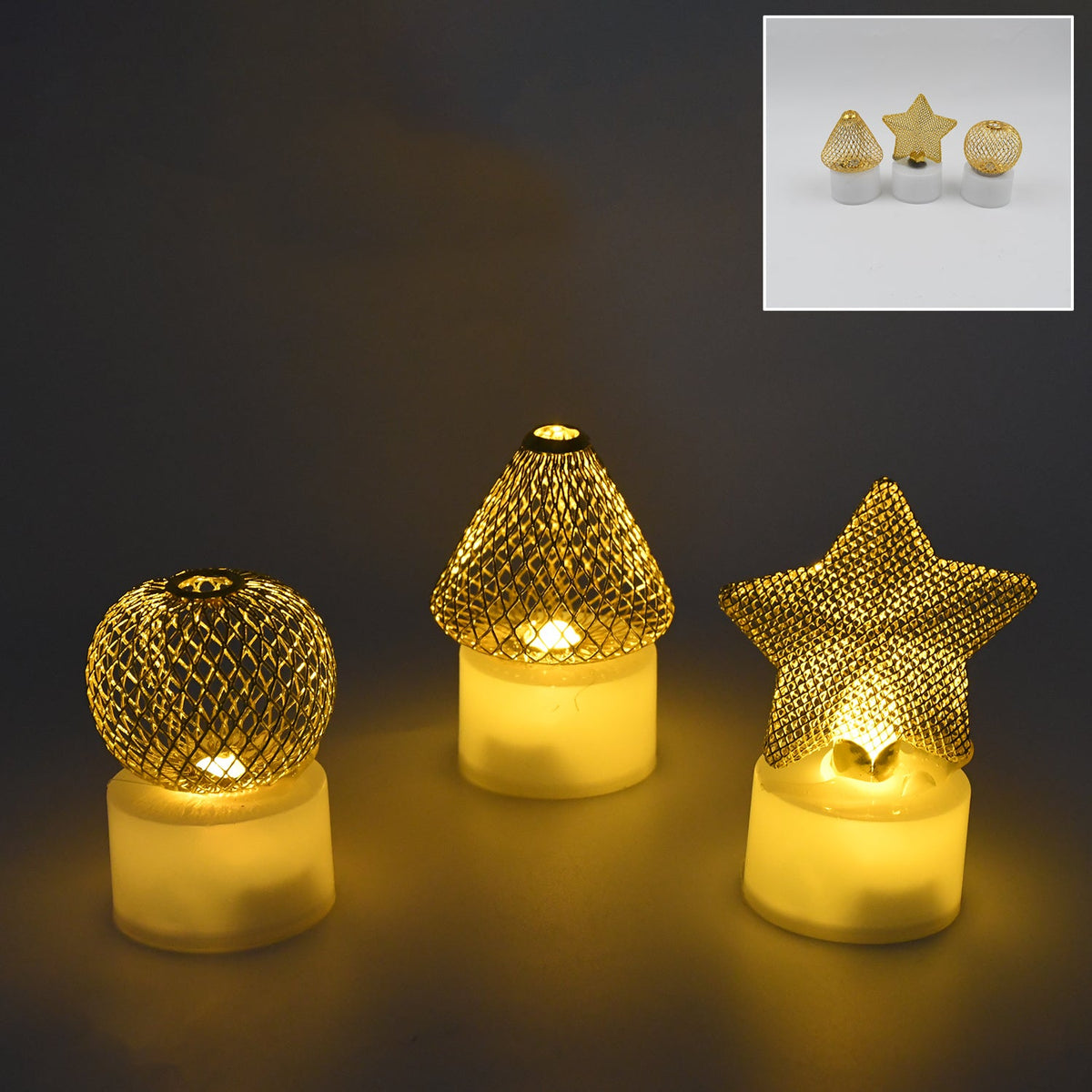 Flameless and Smokeless Decorative Candles Acrylic Led Tea Light Candle for Gifting, House, Light (3 Pc Set) - Springkart 