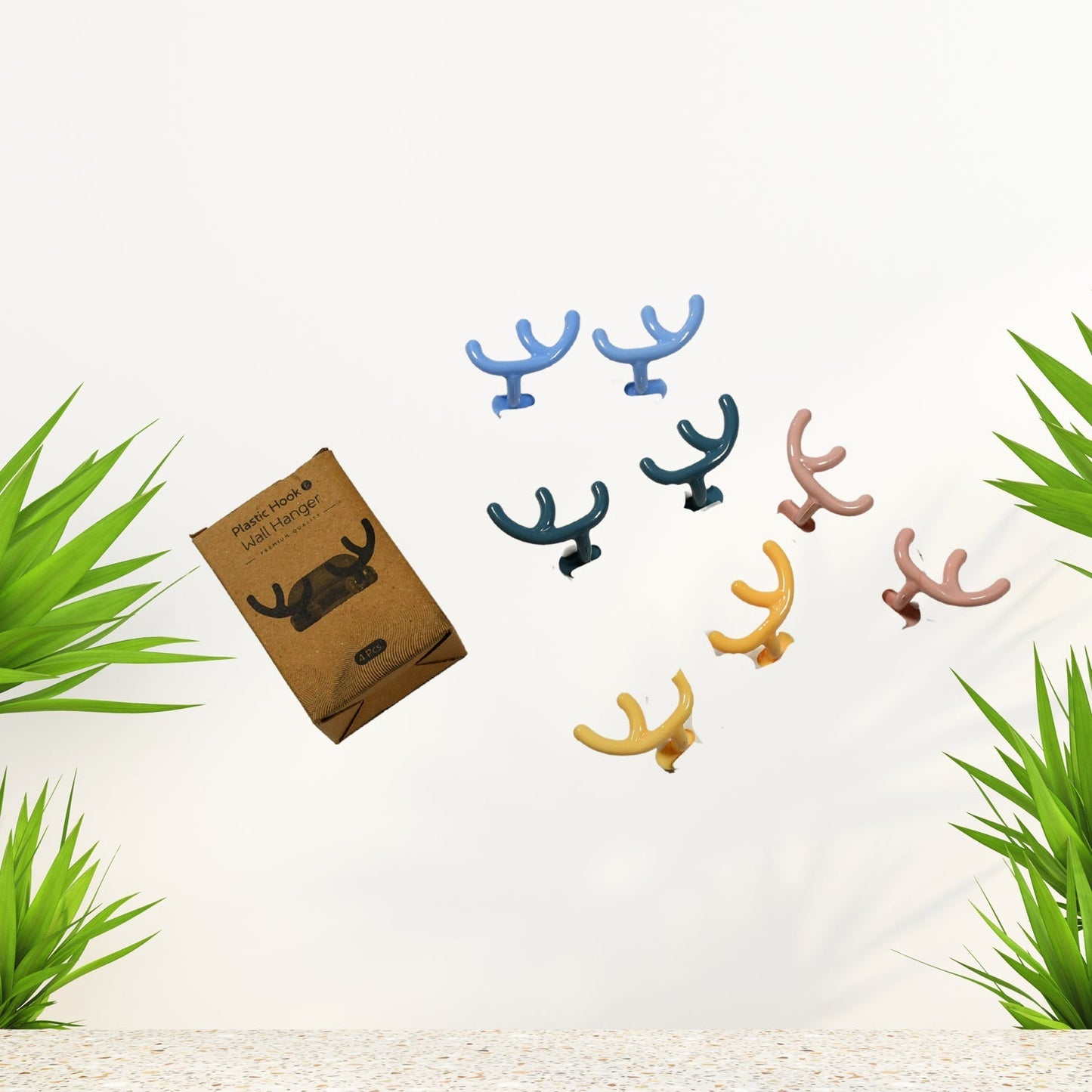 Plastic Wall Hanger Hook Wall Adhesive Hook Premium Quality Wall Hook (Pack Of 4pc) - Springkart 