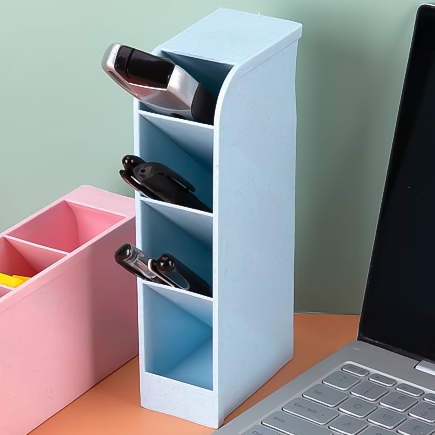 Multipurpose 4 Compartment Pen Holder Office Desktop (1 Pc) - Springkart 