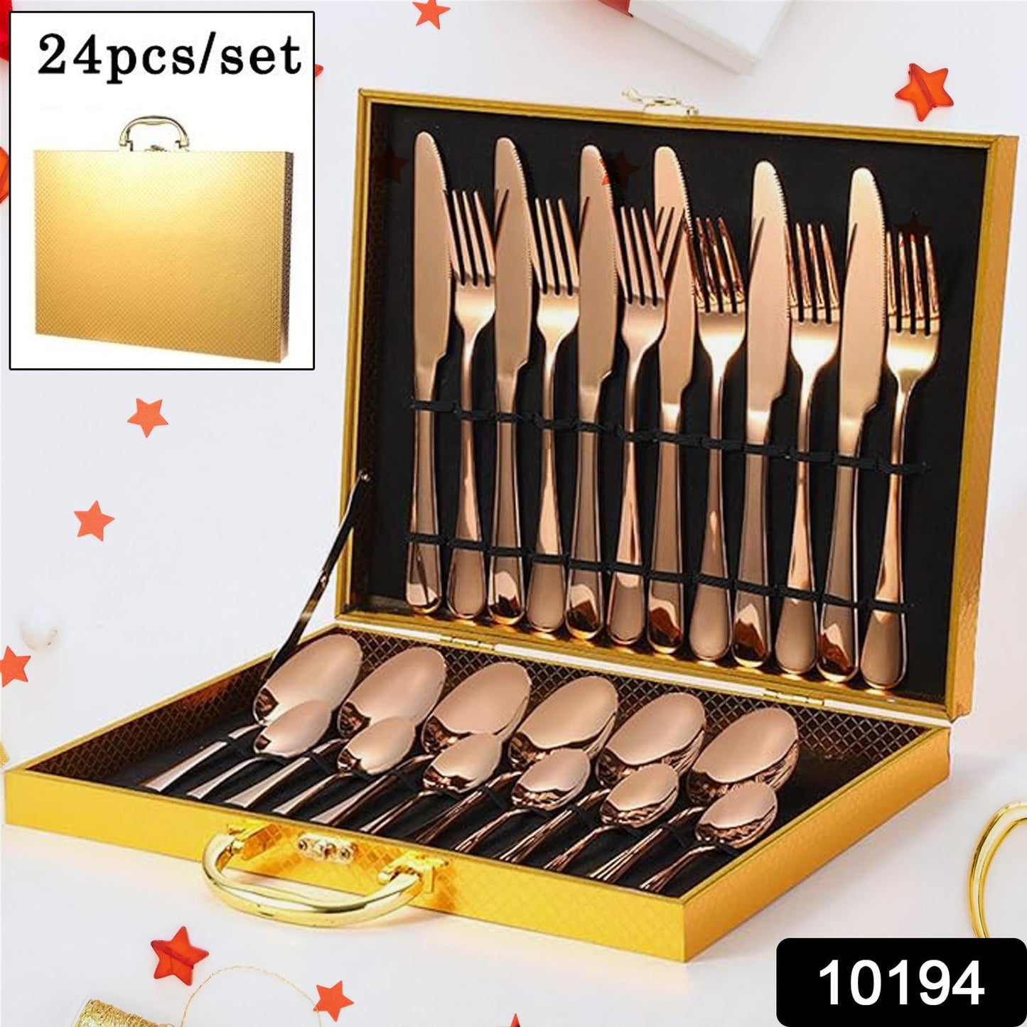 Kitchen Tableware / Flatware Sets Kitchen Forks Spoons with Gift Box (24 Pcs Set) - Springkart 