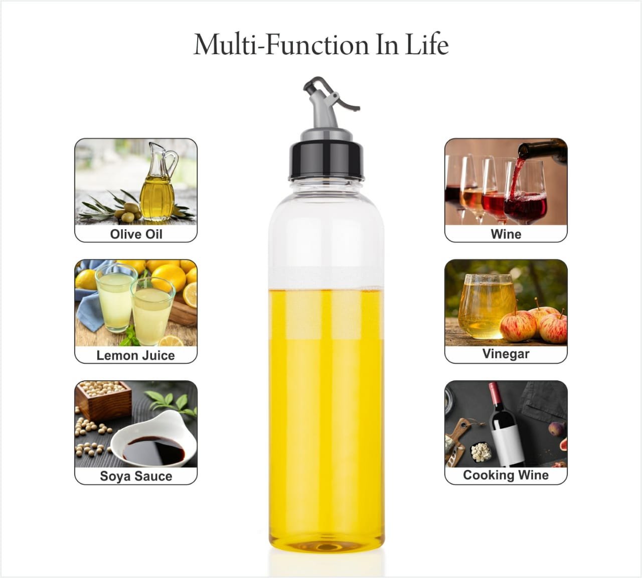 Oil Dispenser Transparent Plastic Oil Bottle | 1 Liter - Springkart 
