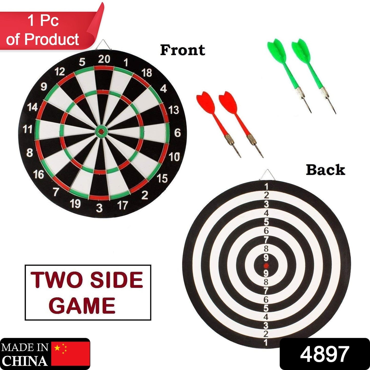 Big size double faced portable dart board with 4 darts set for kids children. indoor sports games board game dart board game. - Springkart 