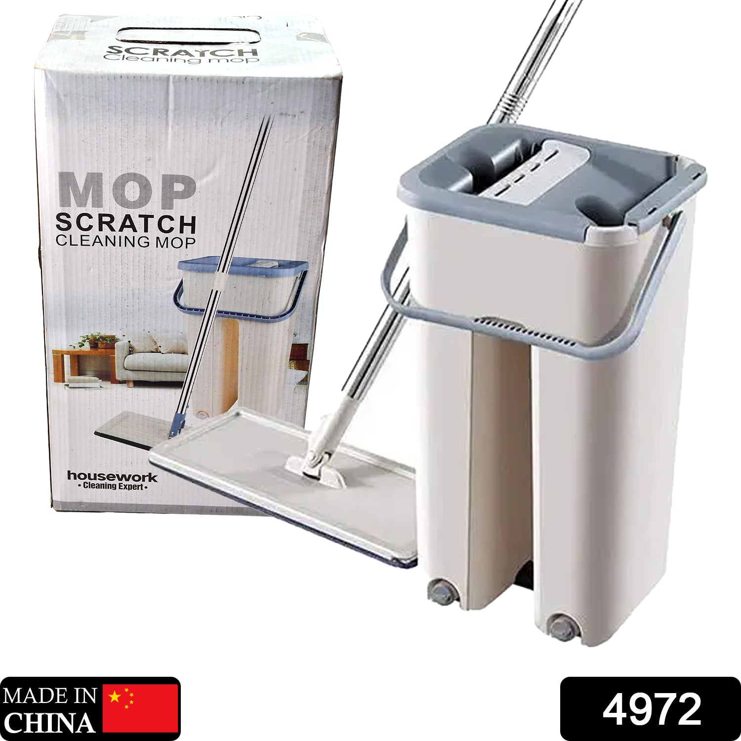 Scratch Cleaning MOP with 2 in 1 SELF Clean WASH Dry Hands Free Flat Mop - Springkart 
