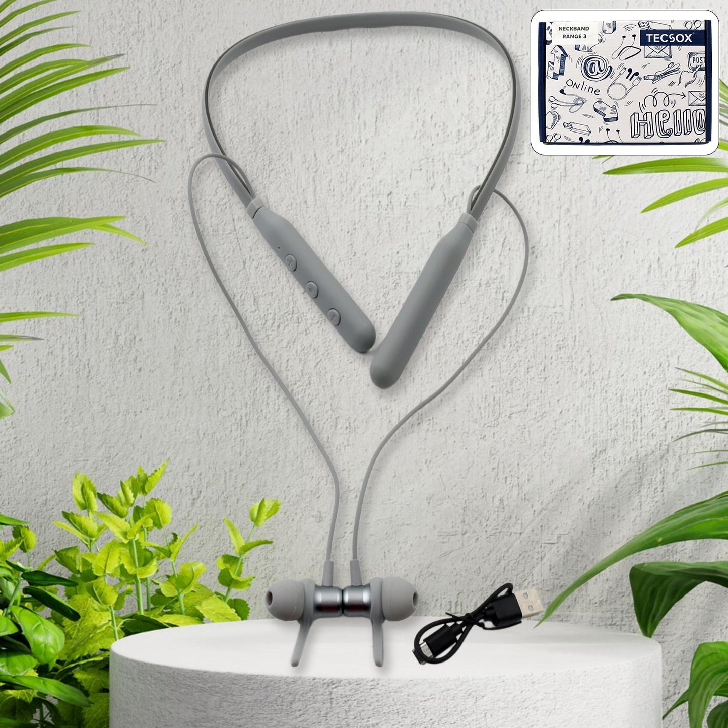 Bluetooth Headphone Neckband, Magnetic Earbuds (1 Pc) - Springkart 