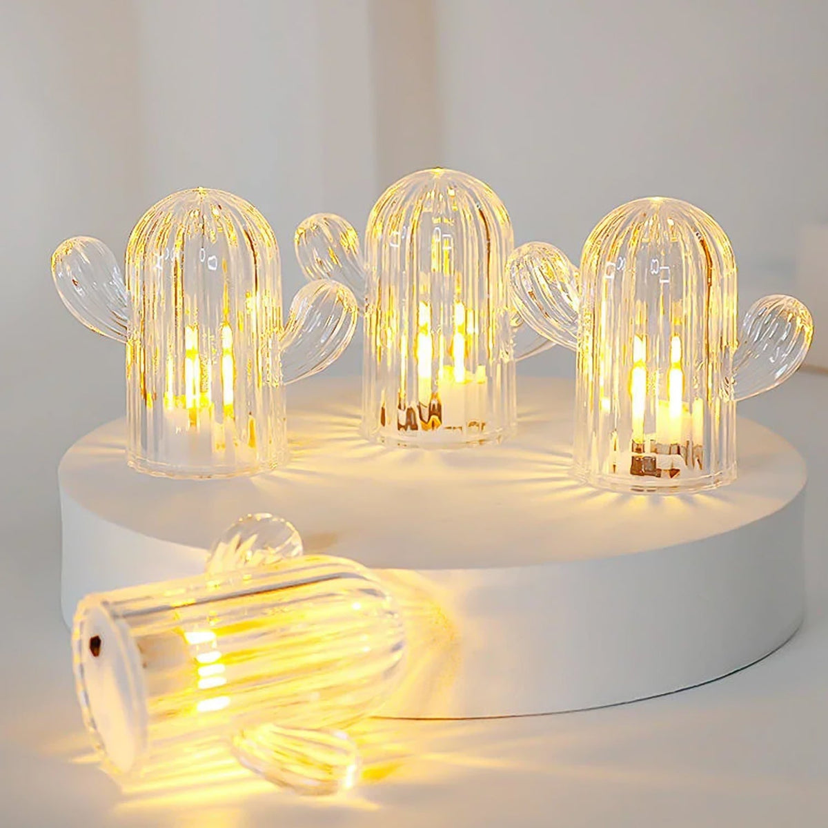 Cute Cactus LED Night Light (Cactus / 4 Pcs Set) - Springkart 