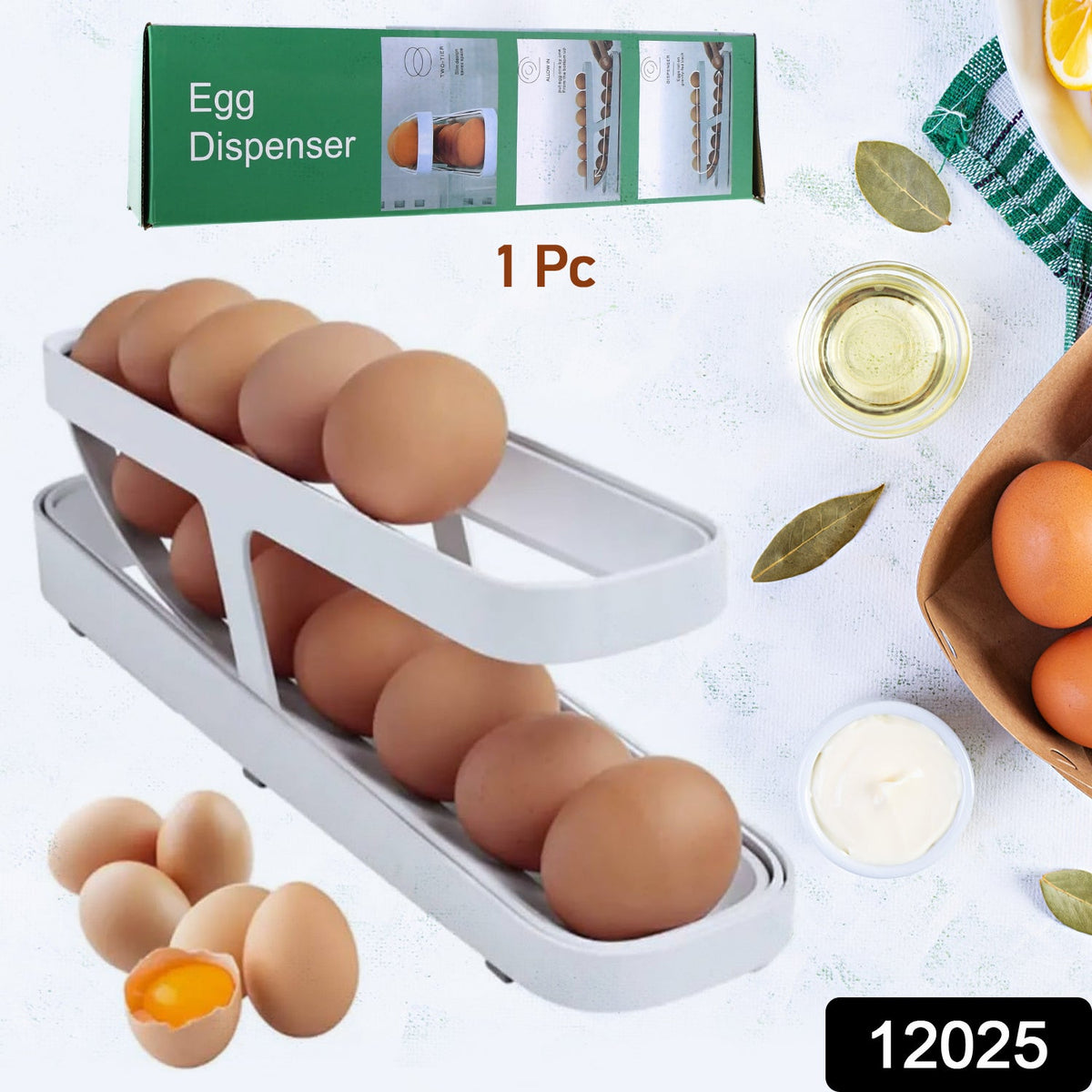 Plastic 2-Tier Rolling Egg Dispenser For 12-14 Eggs (1 Pc) - Springkart 