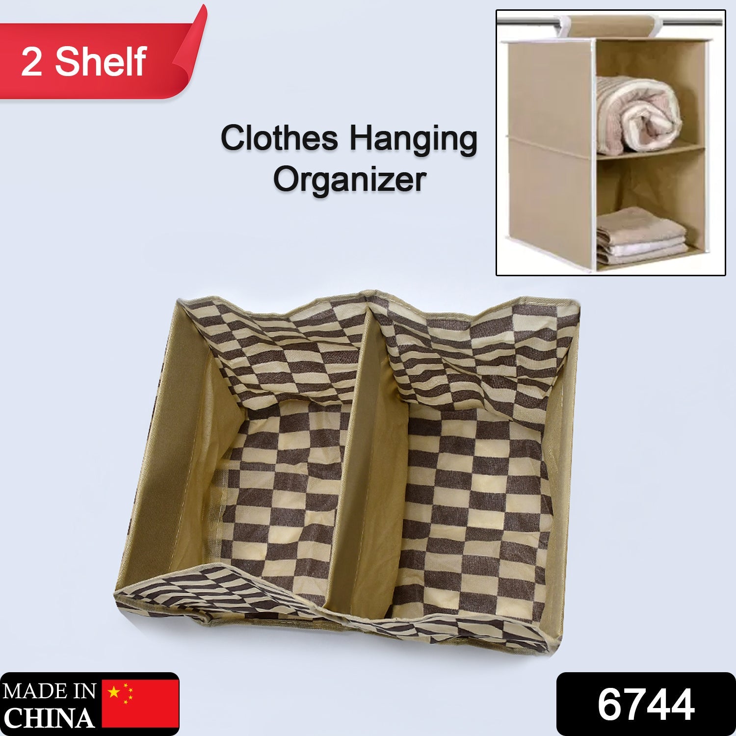 Fabric Hanging 2-Shelf Closet Cloth Organizer - Springkart 