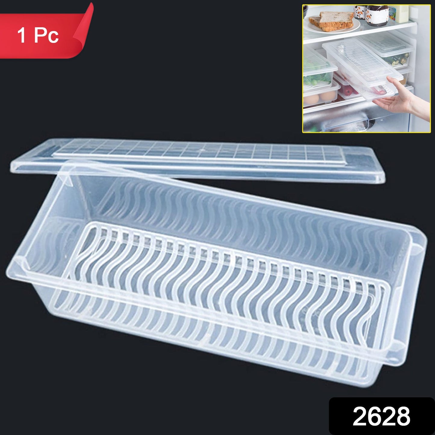 Food Storage Container with Removable Drain Plate and Lid, 1500 ml (Pack of 1 Pc) - Springkart 