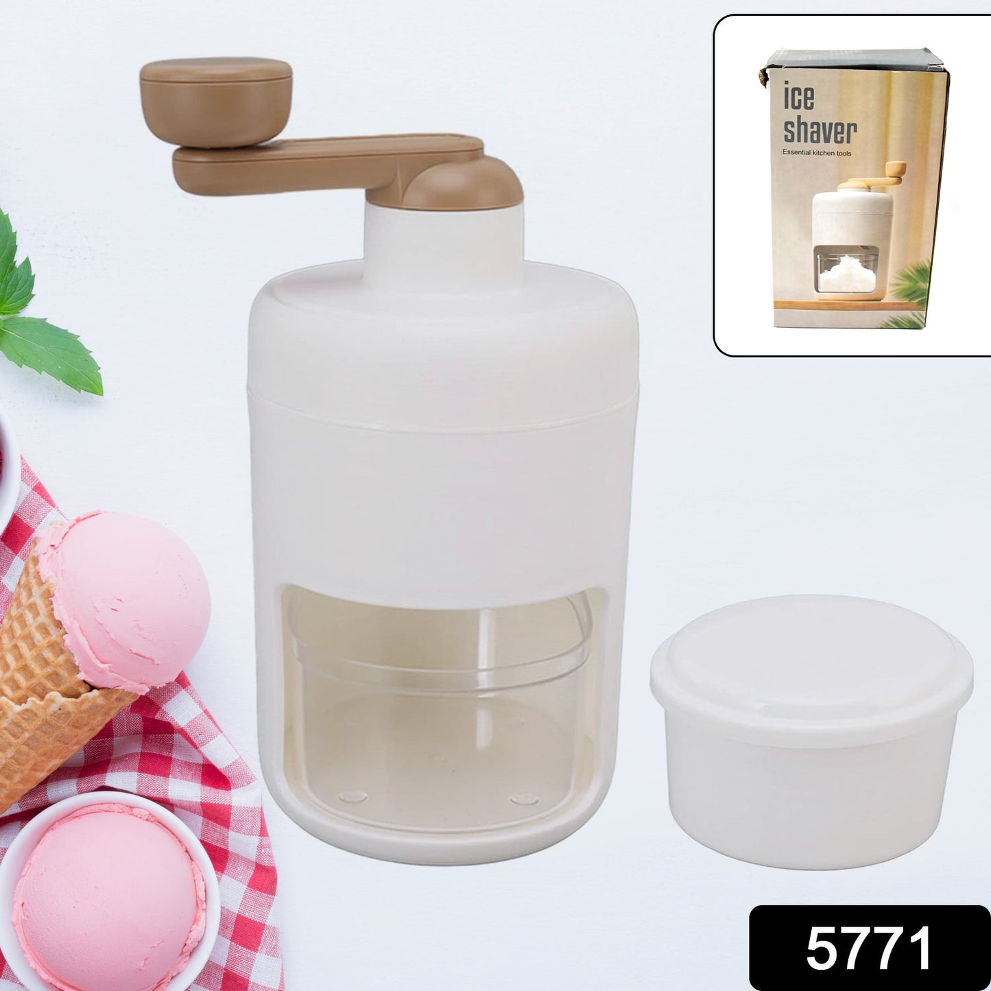 Portable Gola Maker Ice Crusher and Shaved Ice Machine, Hand Shaved Ice Machine Manual Fruit Smoothie Machine Mini Household Ice Shaver Small Ice Crusher - Springkart 
